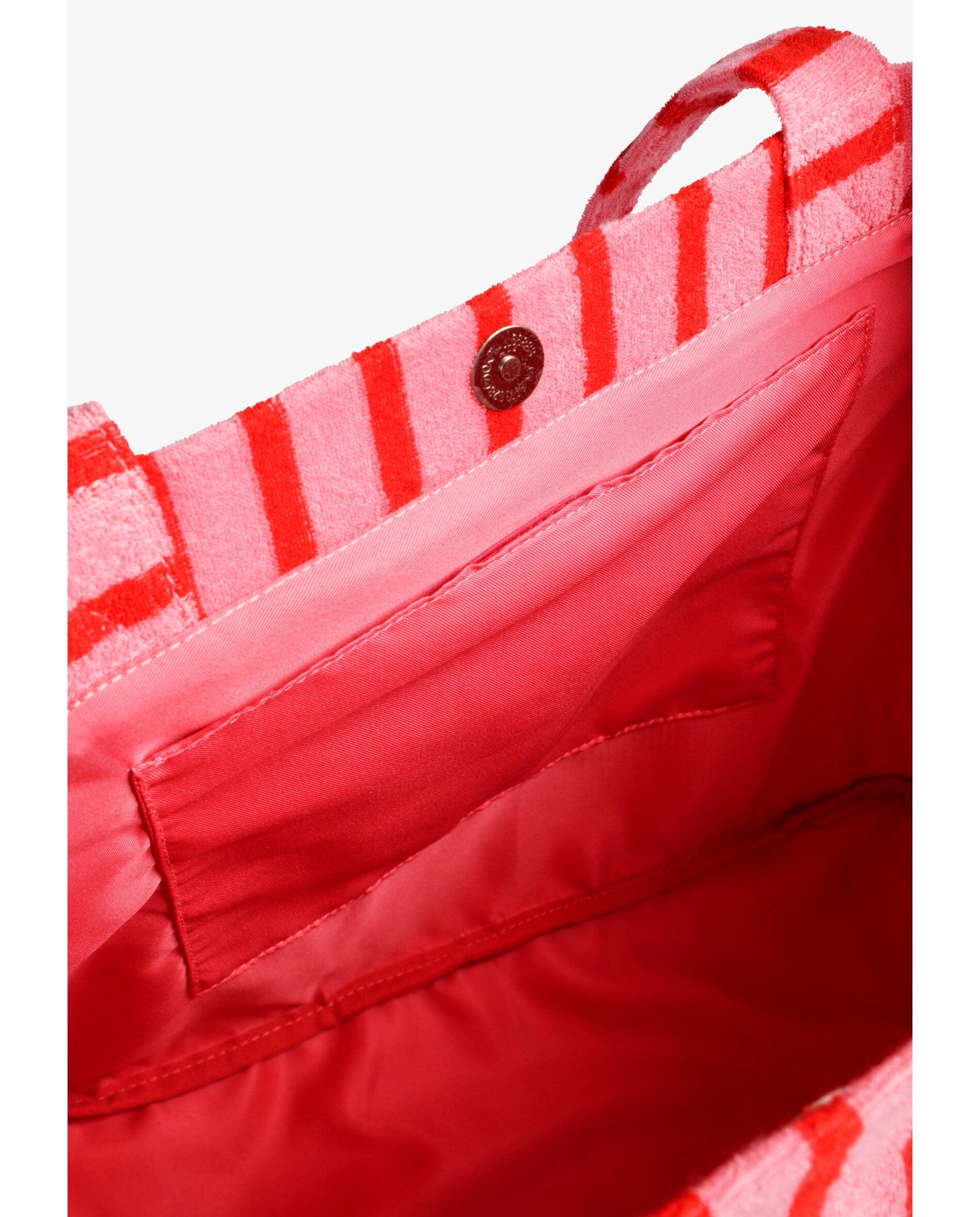 Mala Infantil Tipo Tote com Estampado Às Riscas Scalpers Rosa-5