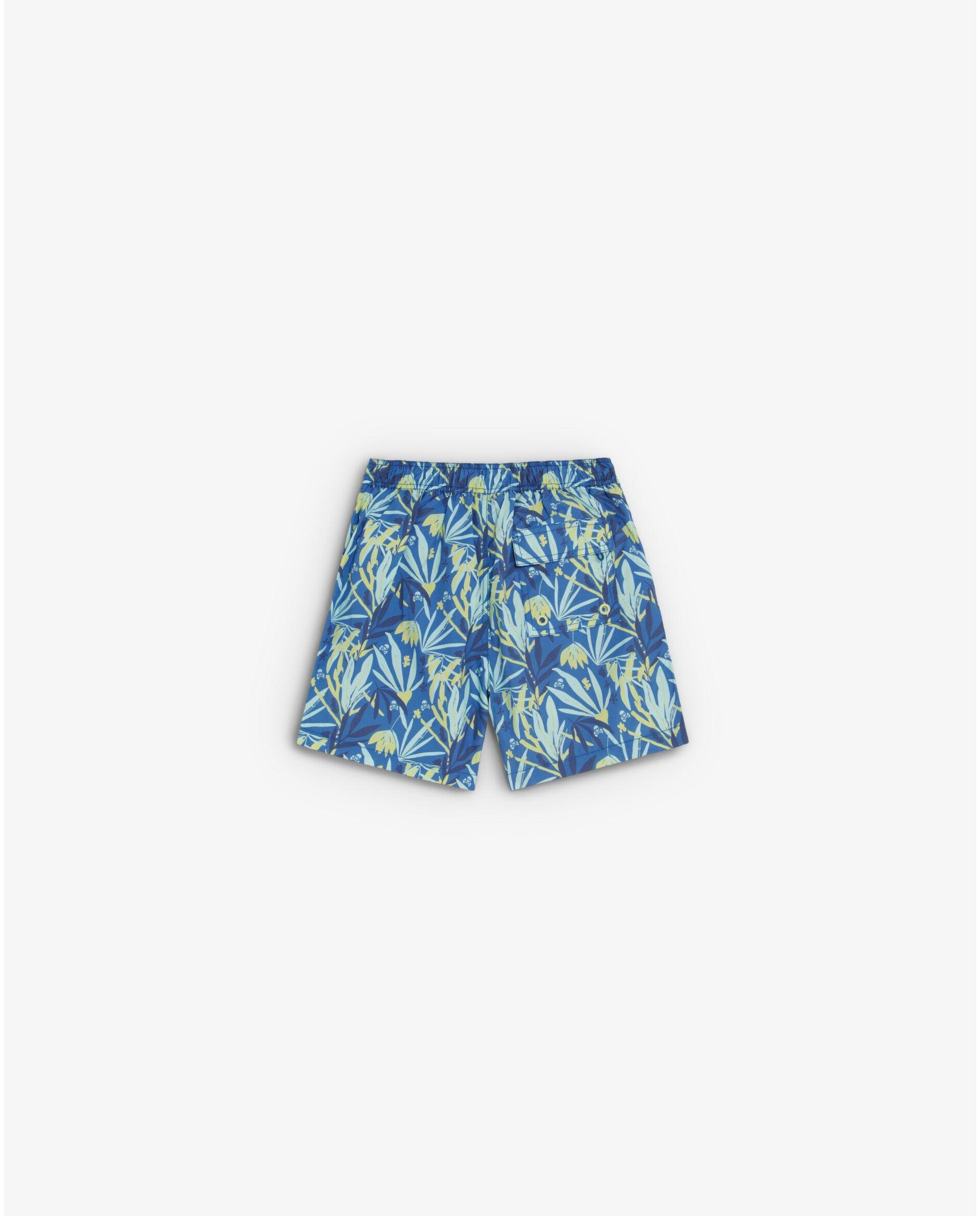 Fato de Banho Bermuda Infantil Ajustável com Estampado Floral Scalpers Azul-2
