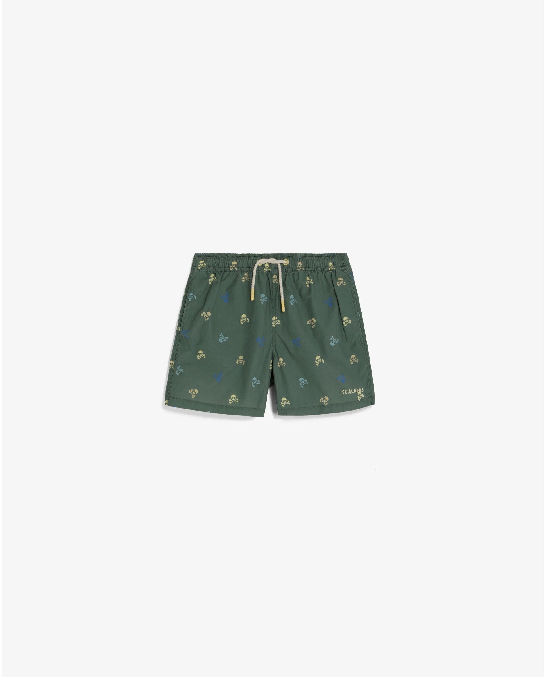 Imagem 0 de Fato de Banho Bermuda Infantil com Estampado de Caveiras Multicolor