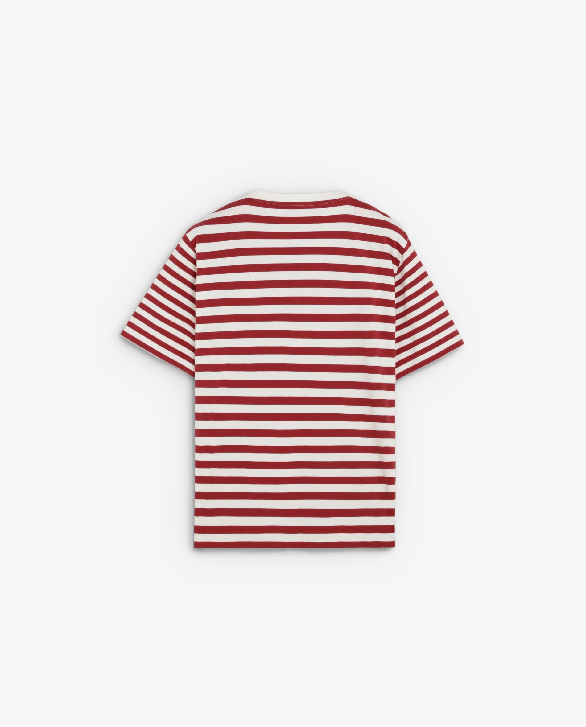 T-shirt de Manga Curta Às Riscas Vermelho-5