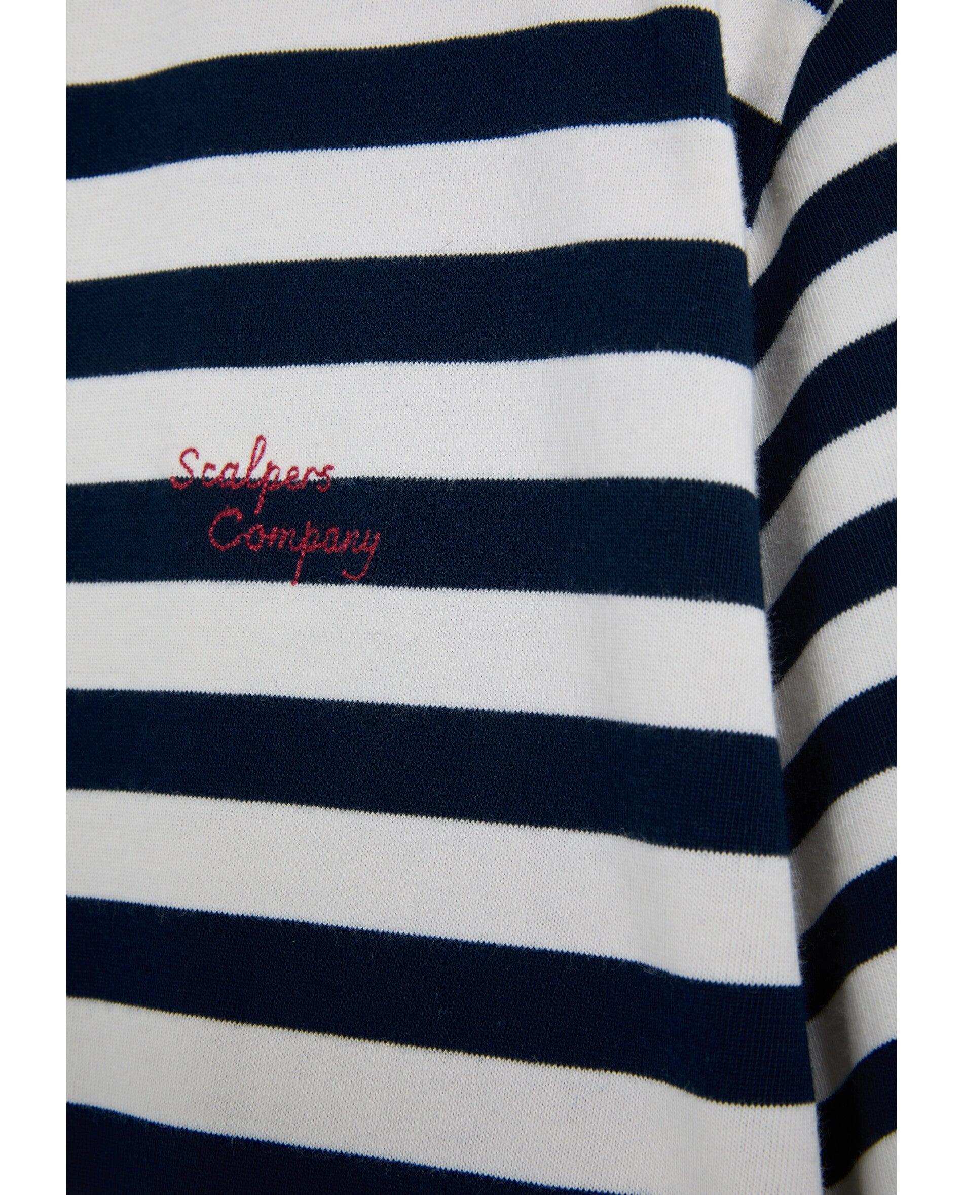 T-shirt de Manga Curta Às Riscas Azul-marinho-3