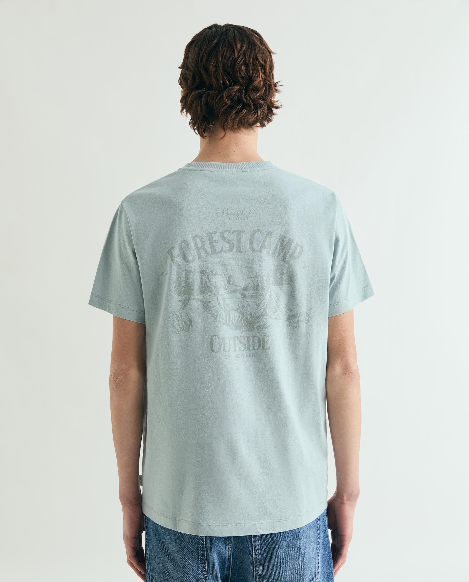 T-shirt de Manga Curta com Print Posterior Verde-claro-2