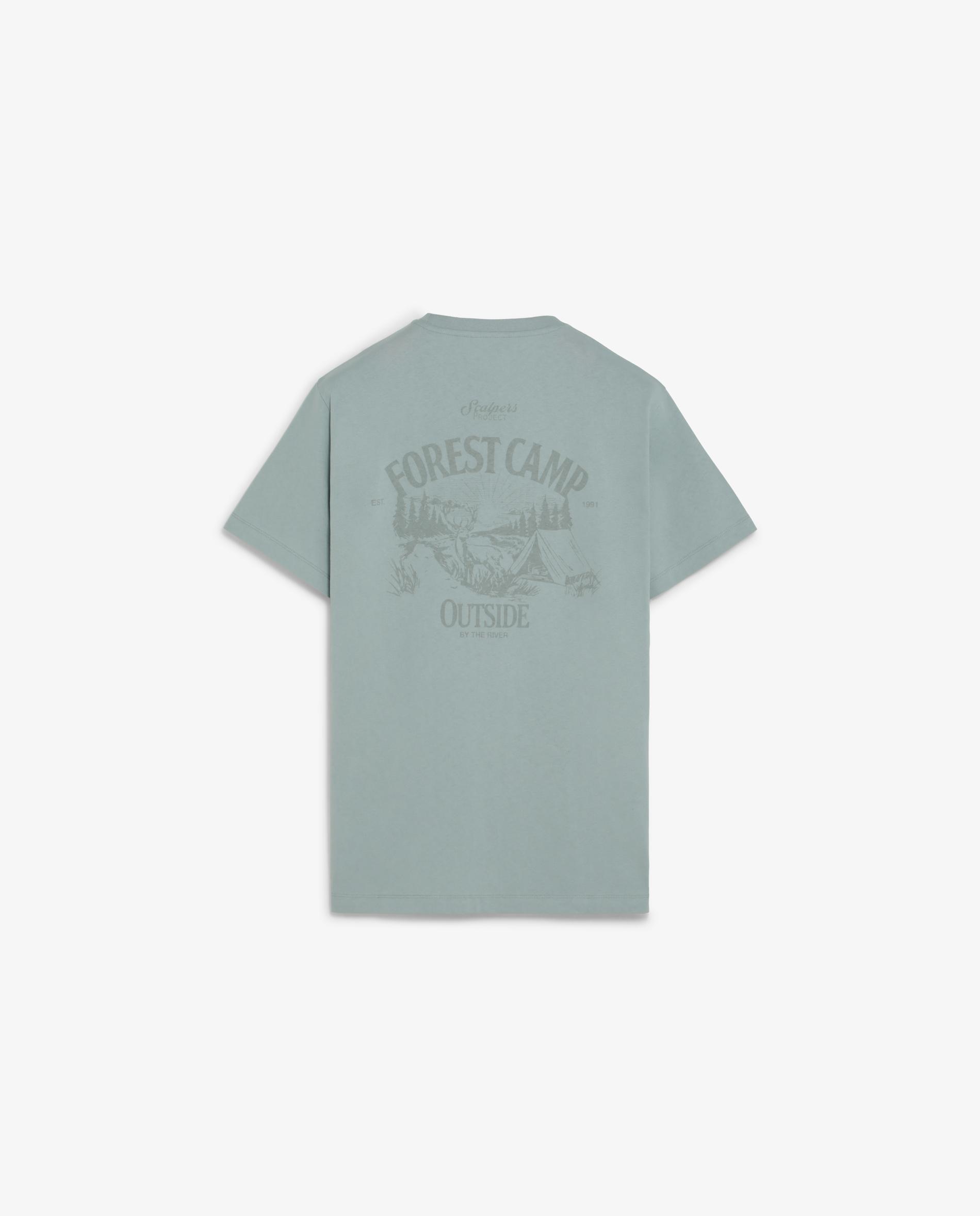 T-shirt de Manga Curta com Print Posterior Verde-claro-6