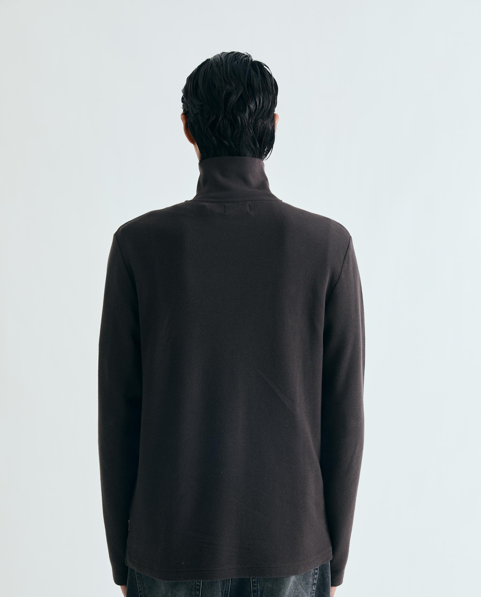 Sweatshirt sem Capuz com Gola Alta e Meia Fecho Zip Castanho-escuro-3