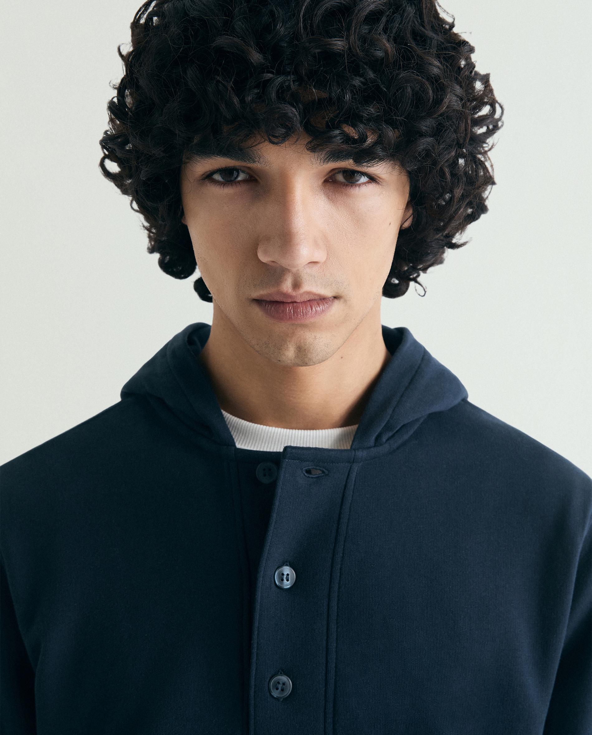 Sweatshirt com Capuz e Bolso com Aba Navy-4