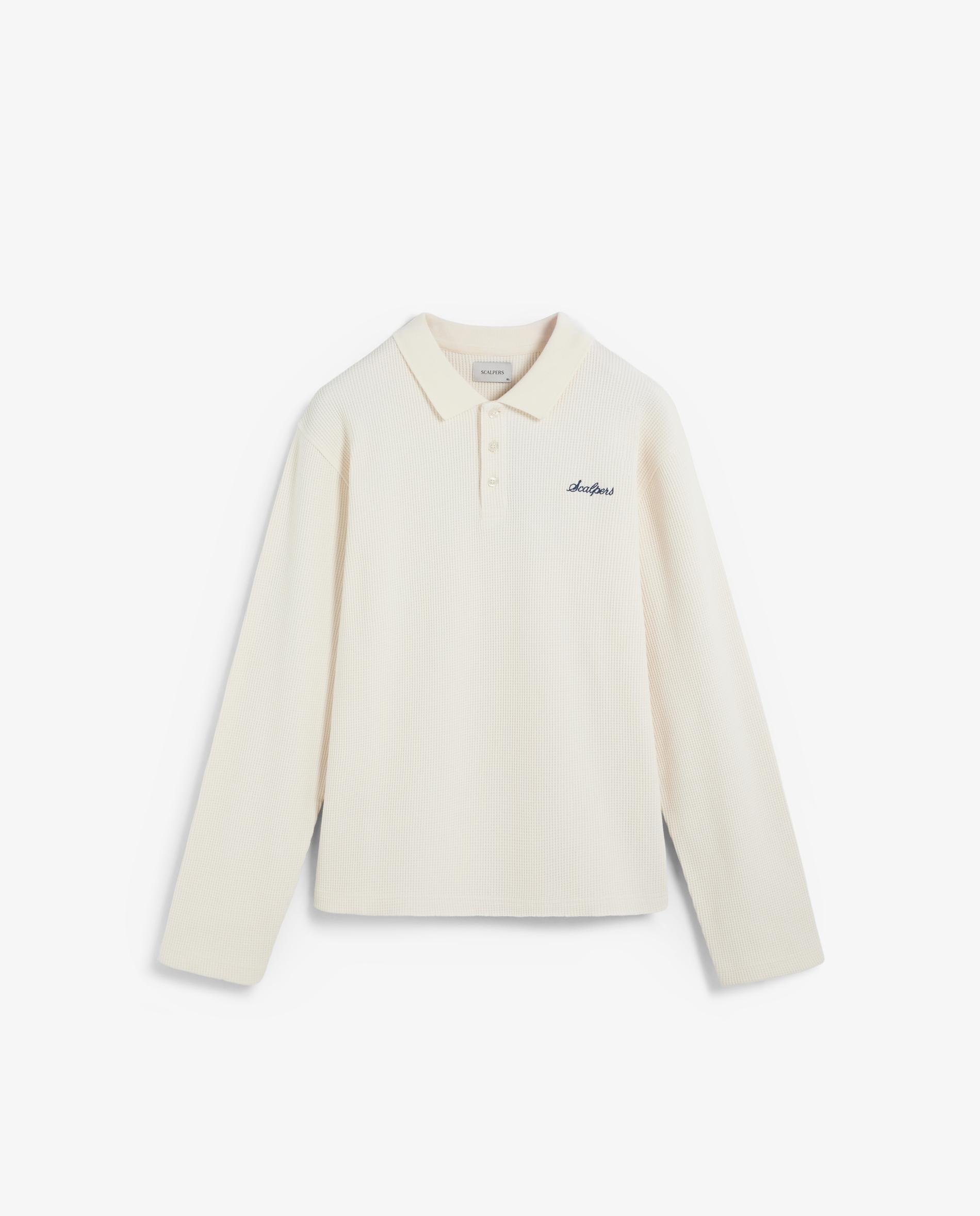 Sweatshirt Tipo Polo em Tecido com Textura Creme-6