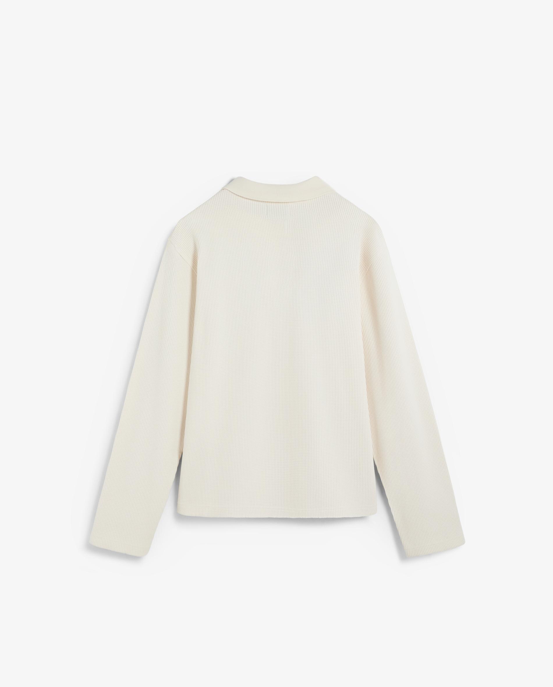 Sweatshirt Tipo Polo em Tecido com Textura Creme-7