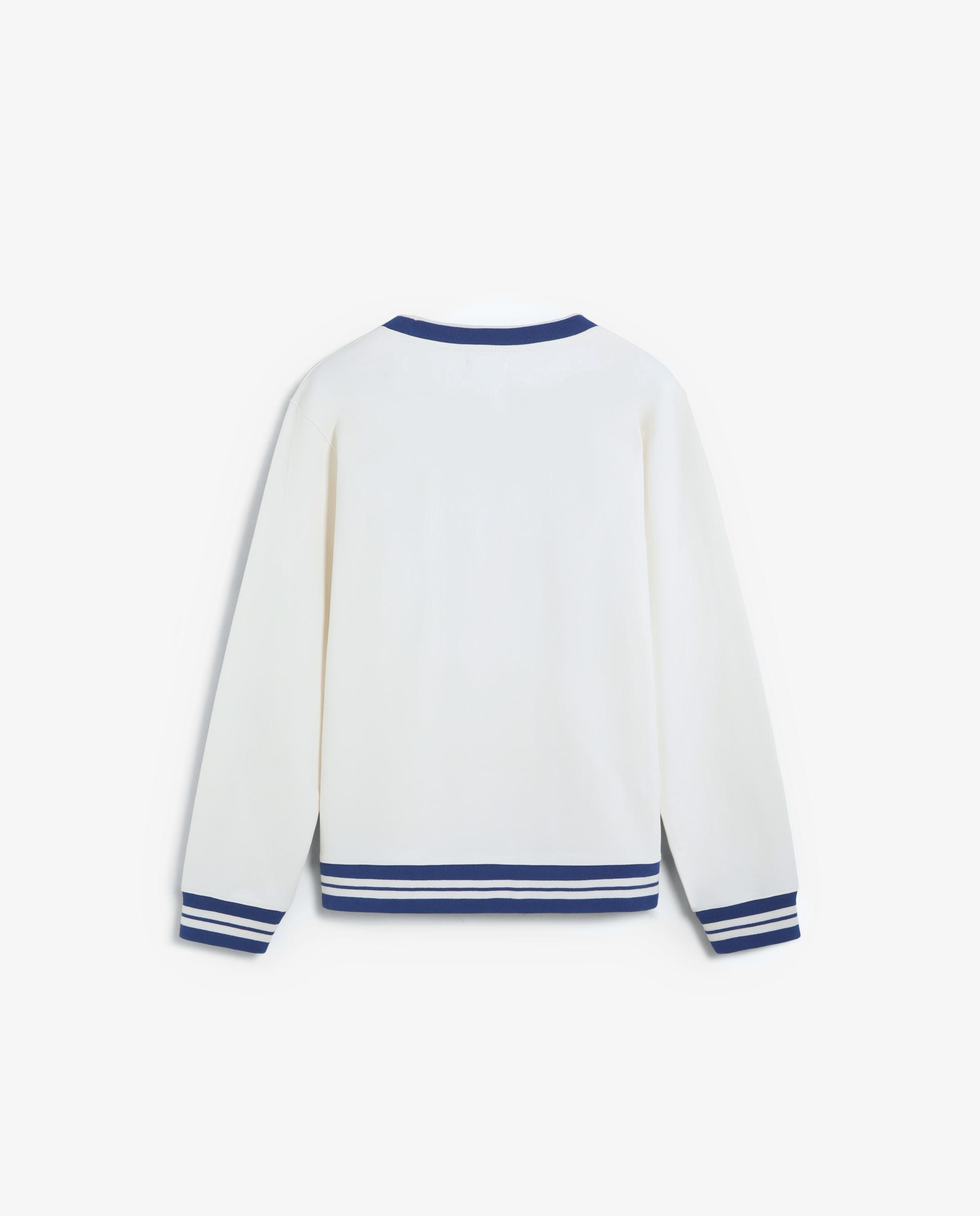 Sweatshirt sem Capuz com Rib em Contraste Marfim-7