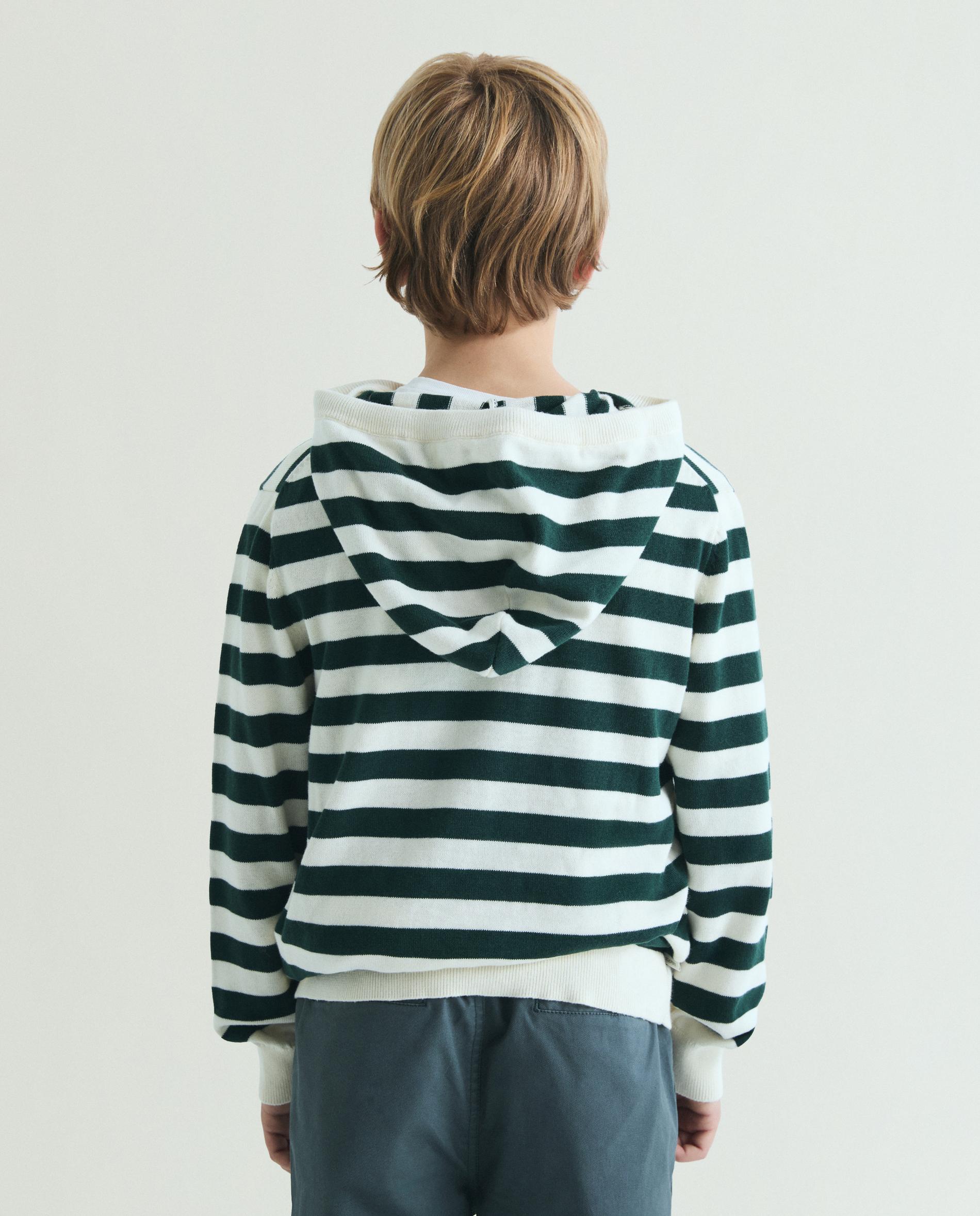 Camisola Infantil Às Riscas com Capuz Scalpers Verde-escuro-3