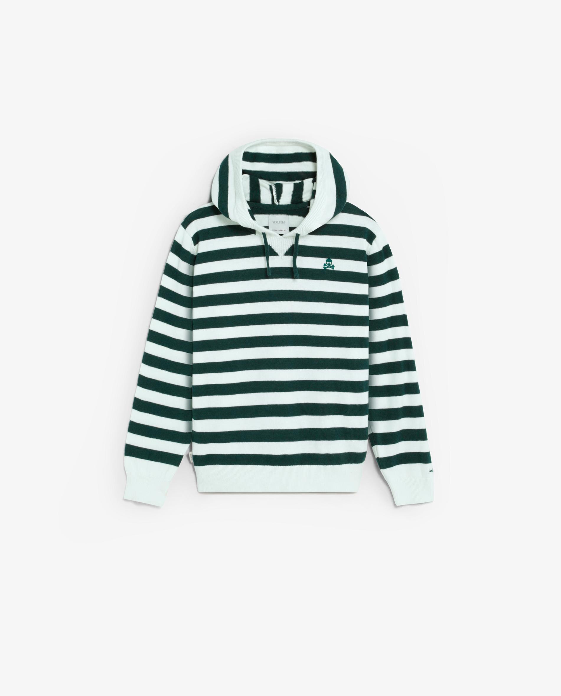 Camisola Infantil Às Riscas com Capuz Scalpers Verde-escuro-5