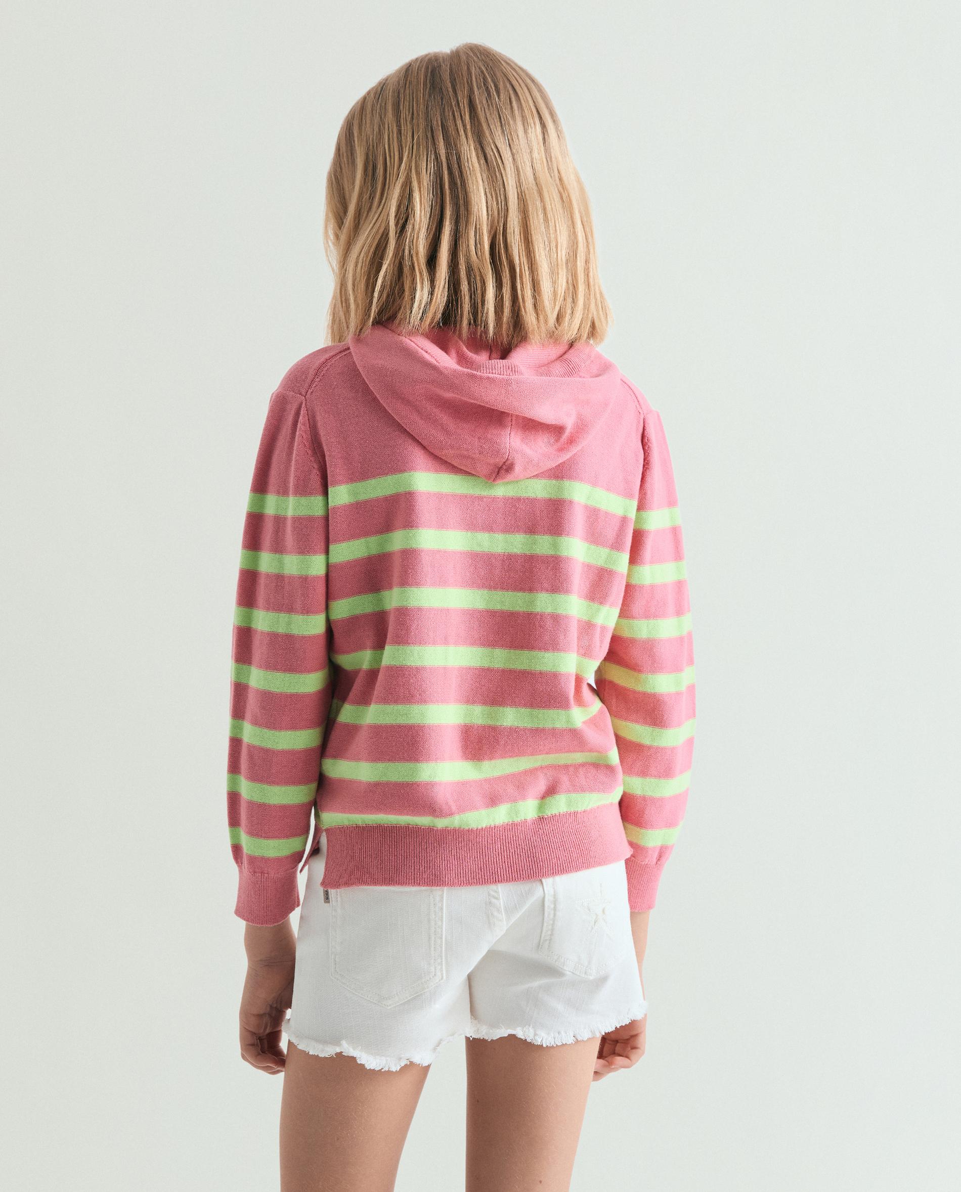 Camisola Infantil Às Riscas com Capuz Scalpers Rosa-2
