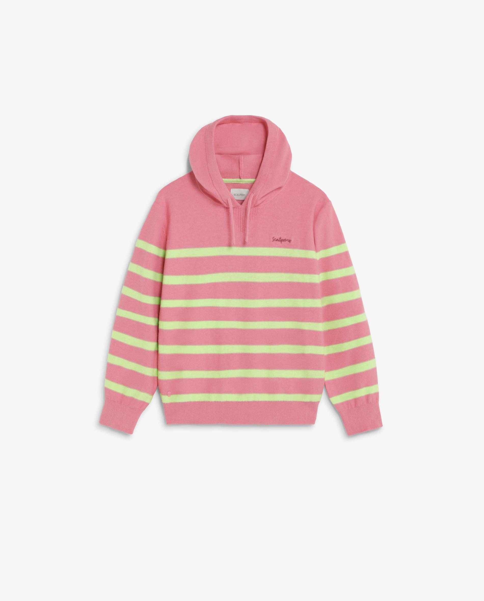 Camisola Infantil Às Riscas com Capuz Scalpers Rosa-5
