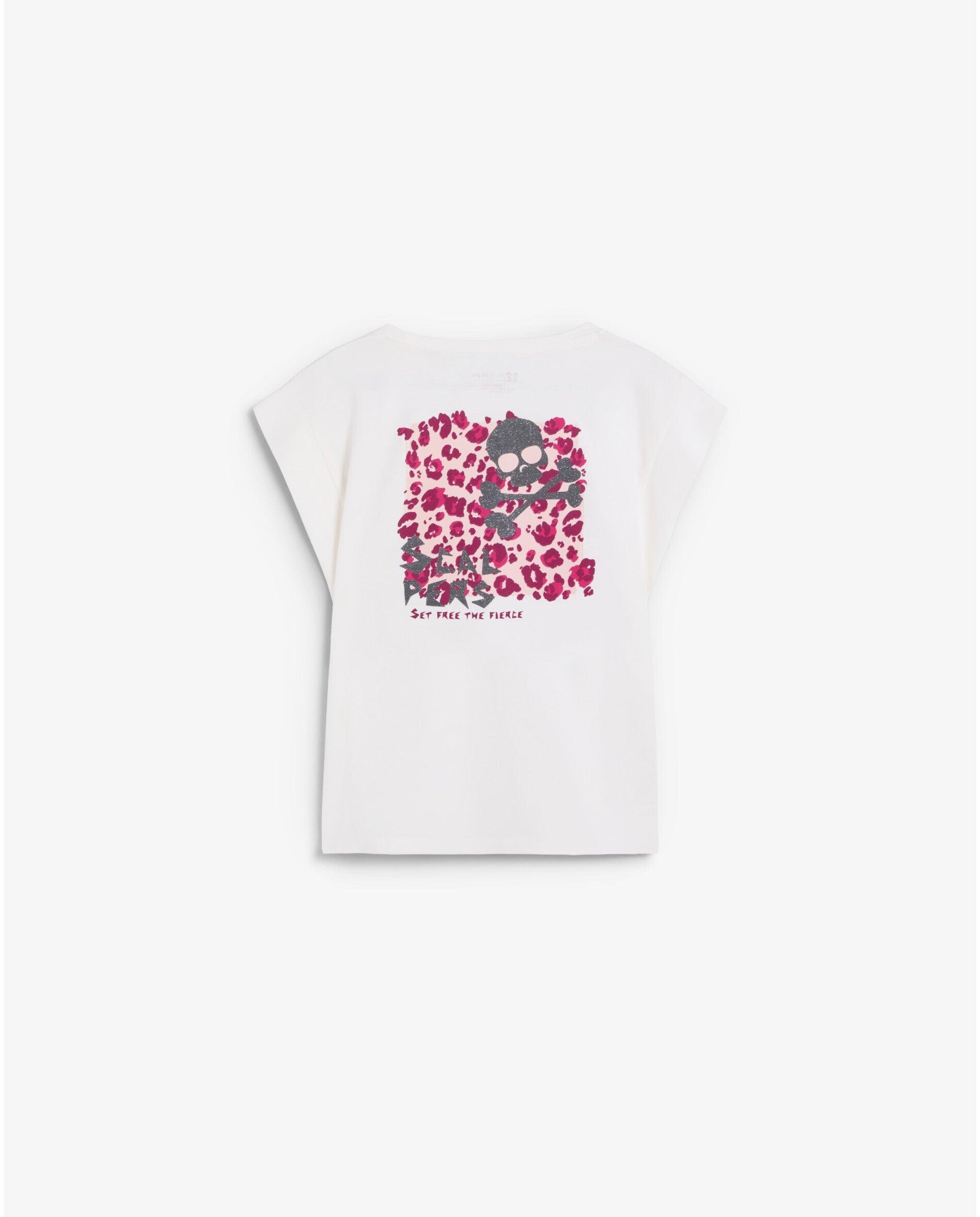 T-shirt Infantil de Manga Curta com Print Posterior Scalpers Branco-2