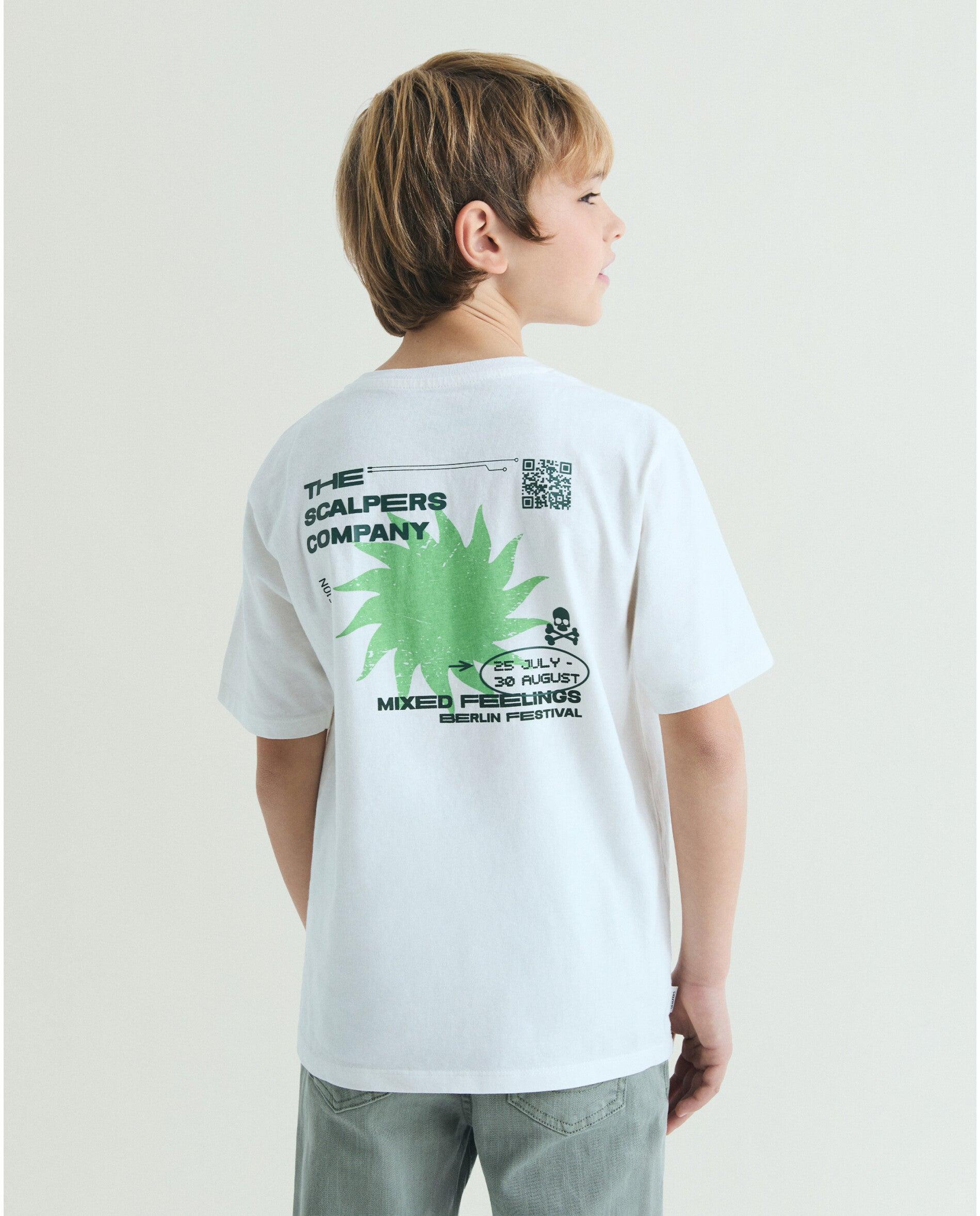 T-shirt Infantil de Manga Curta com Estampado Posterior Scalpers Branco-2