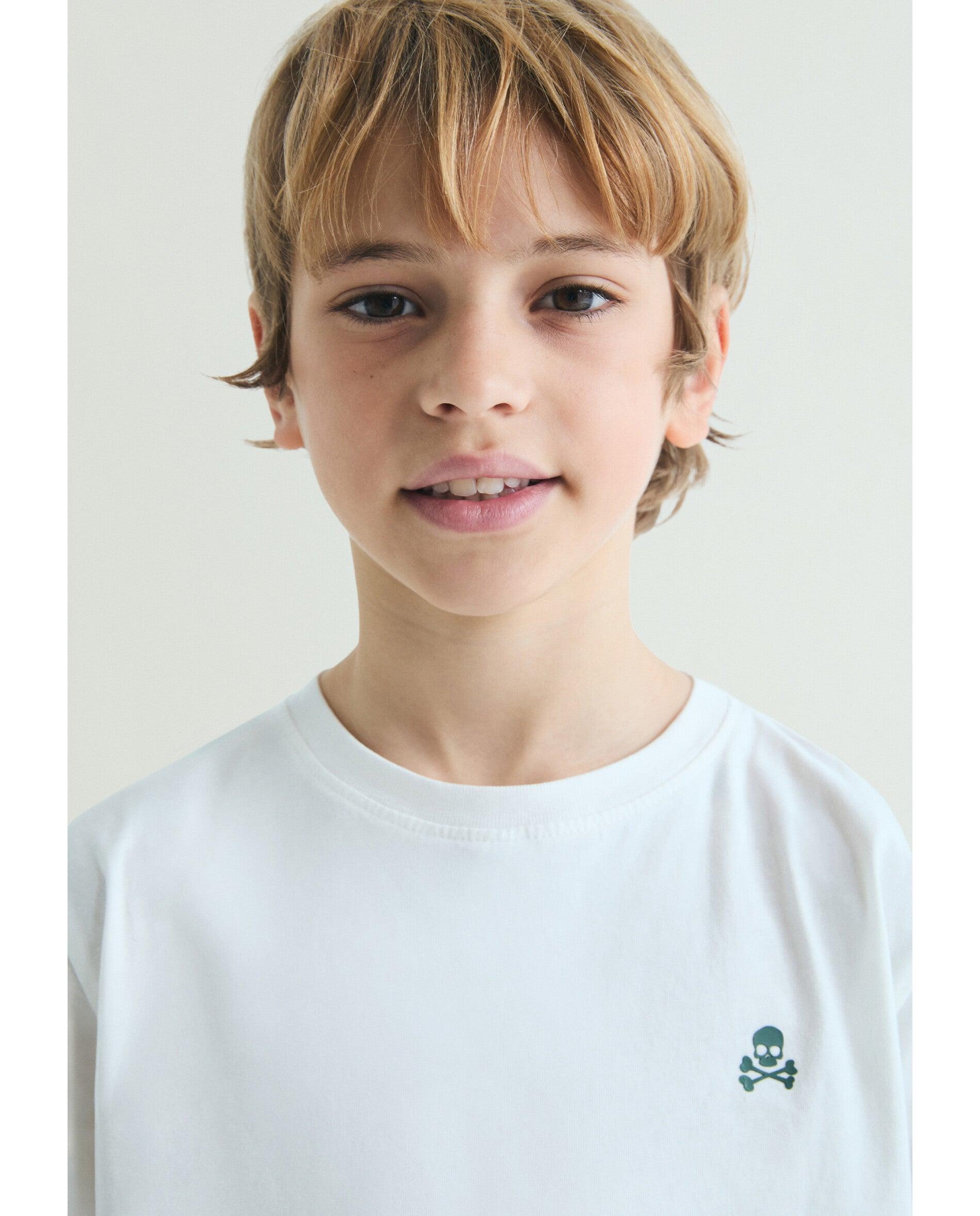 T-shirt Infantil de Manga Curta com Estampado Posterior Scalpers Branco-5
