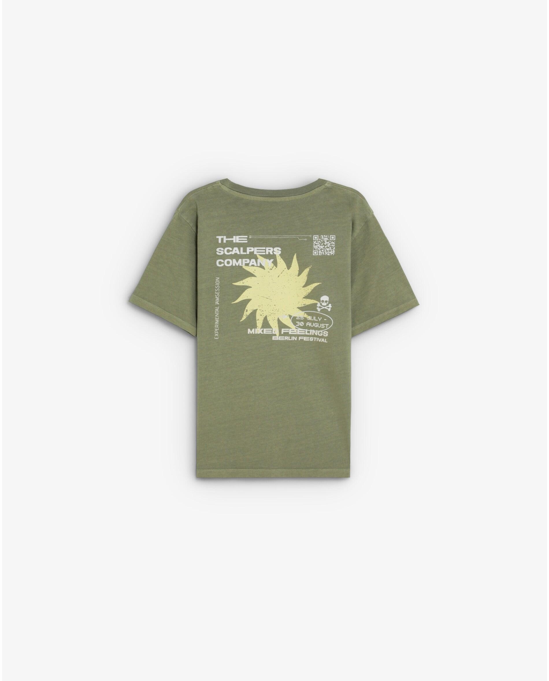 T-shirt Infantil de Manga Curta com Print Posterior Scalpers Caqui-2
