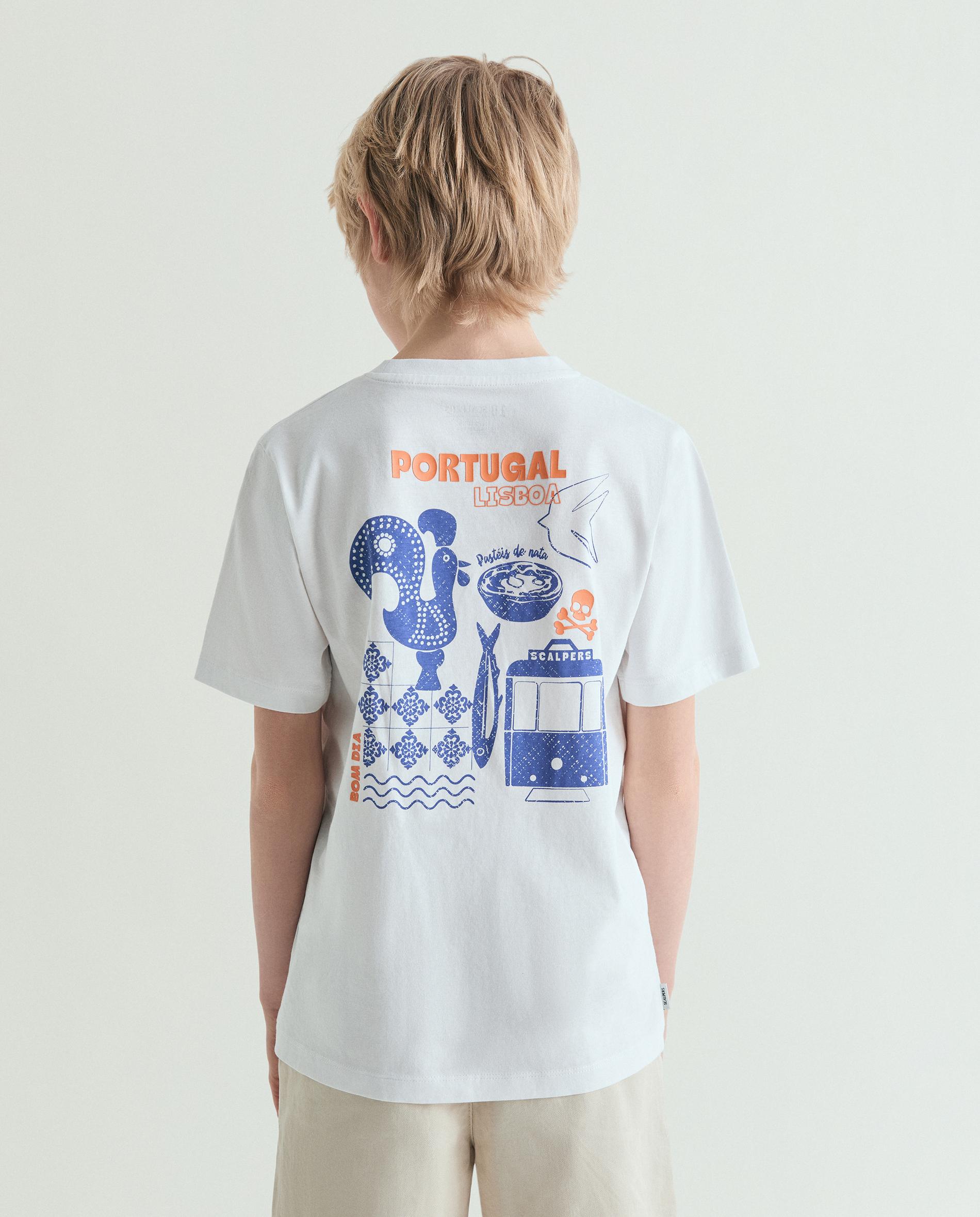 T-shirt Infantil de Manga Curta com Gráfico Posterior Scalpers Branco-2