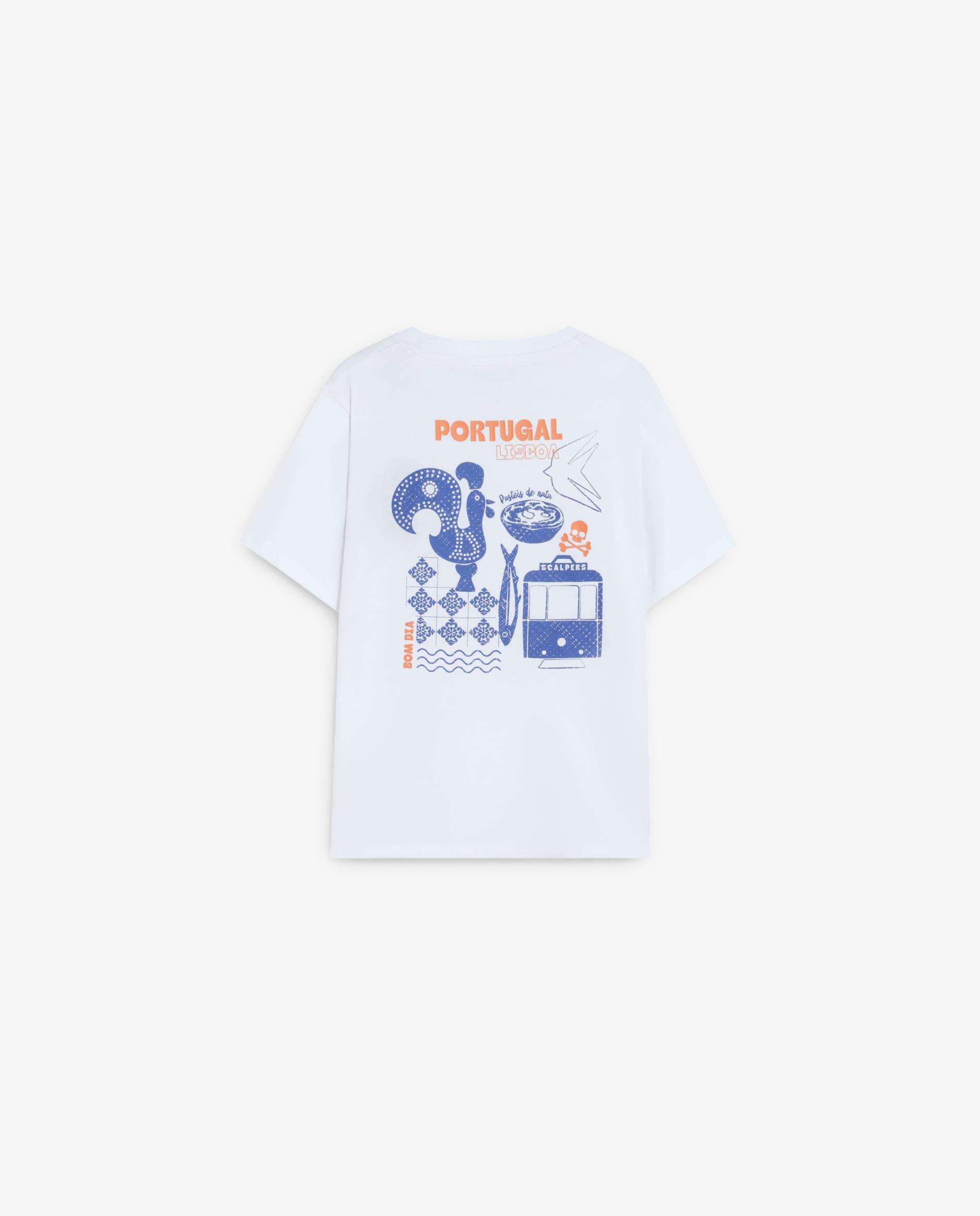 T-shirt Infantil de Manga Curta com Gráfico Posterior Scalpers Branco-5