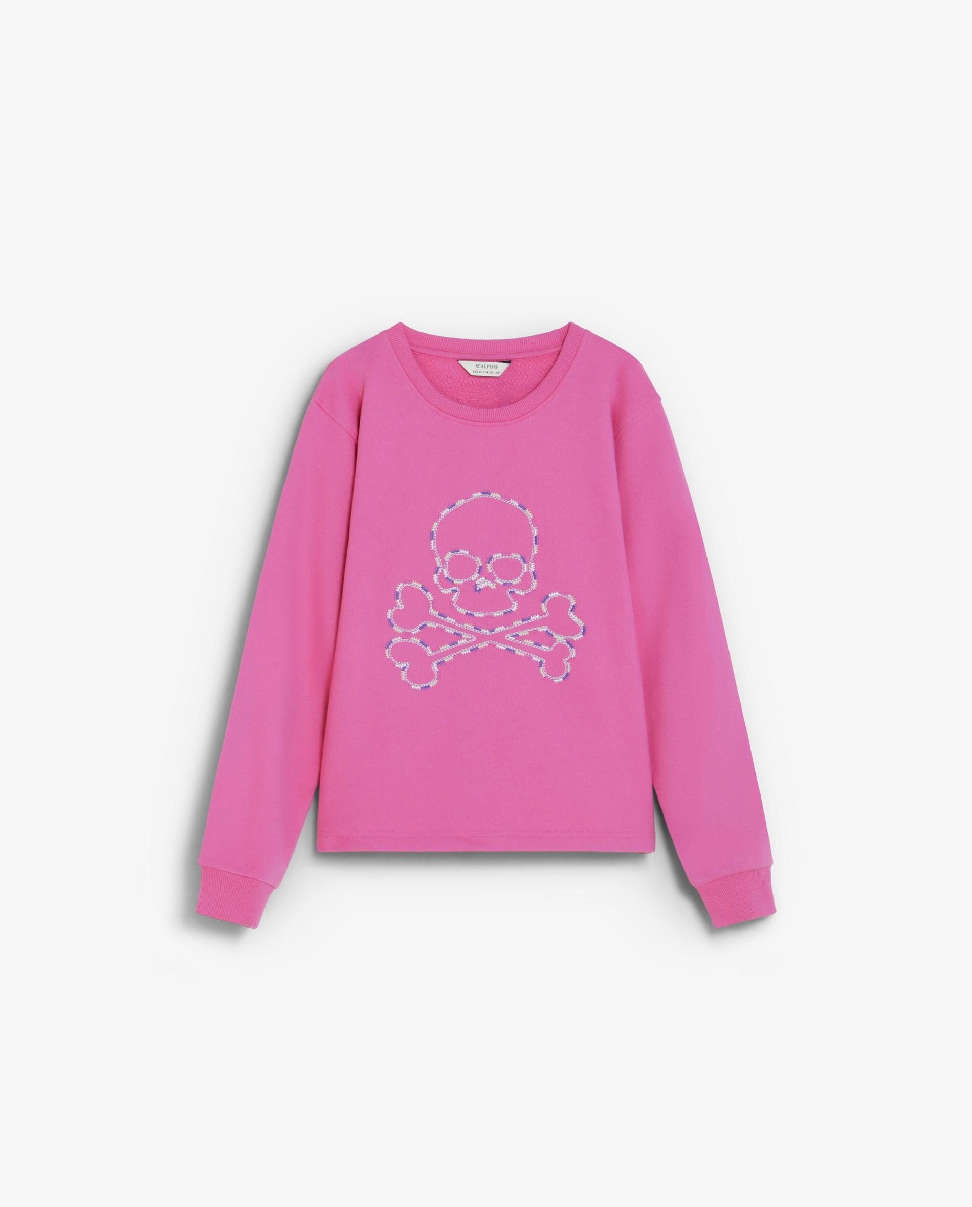 Sweat Infantil com Gola Redonda e Caveira Bordada Scalpers Morango-7