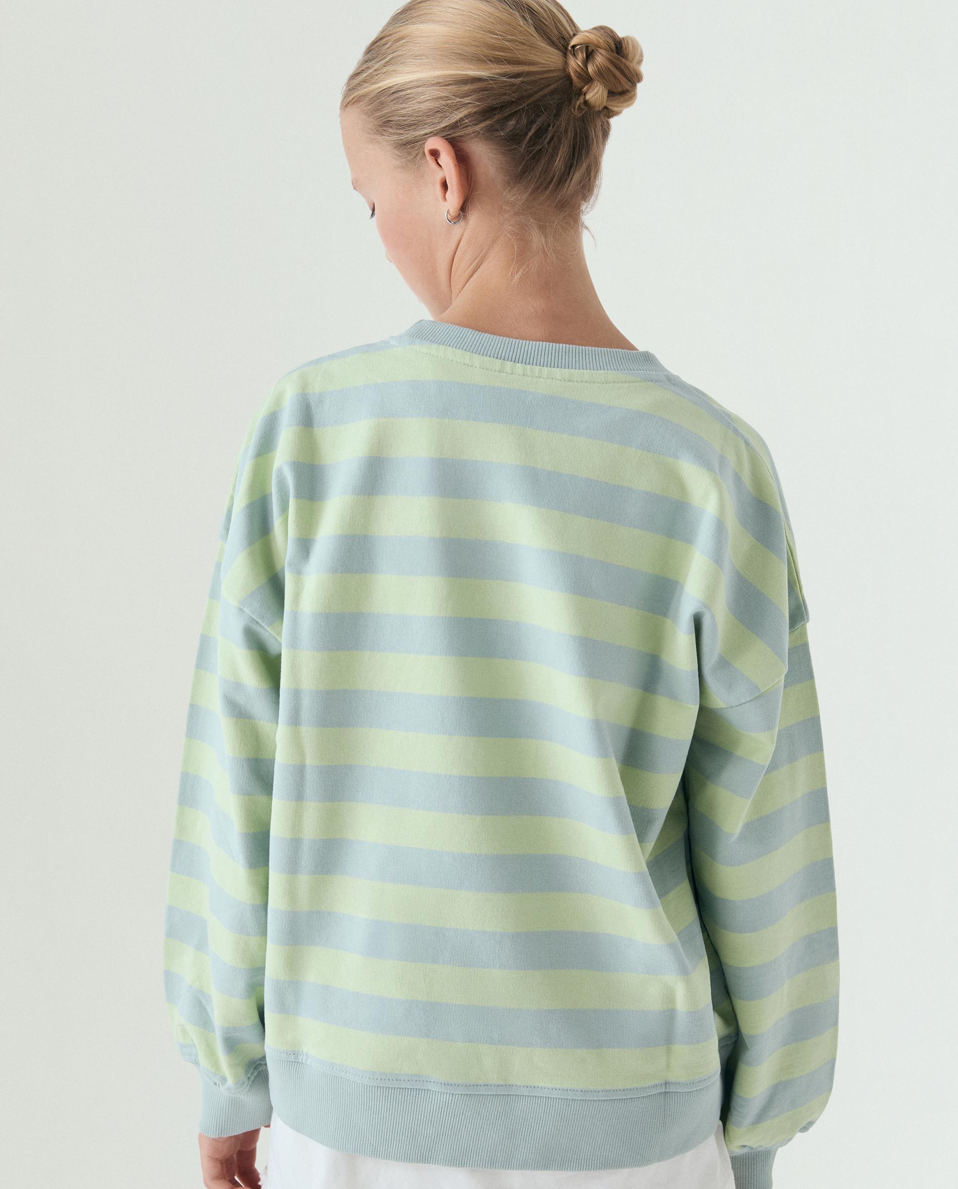 Sweat Infantil Às Riscas com Gola Redonda Scalpers Verde Água-2