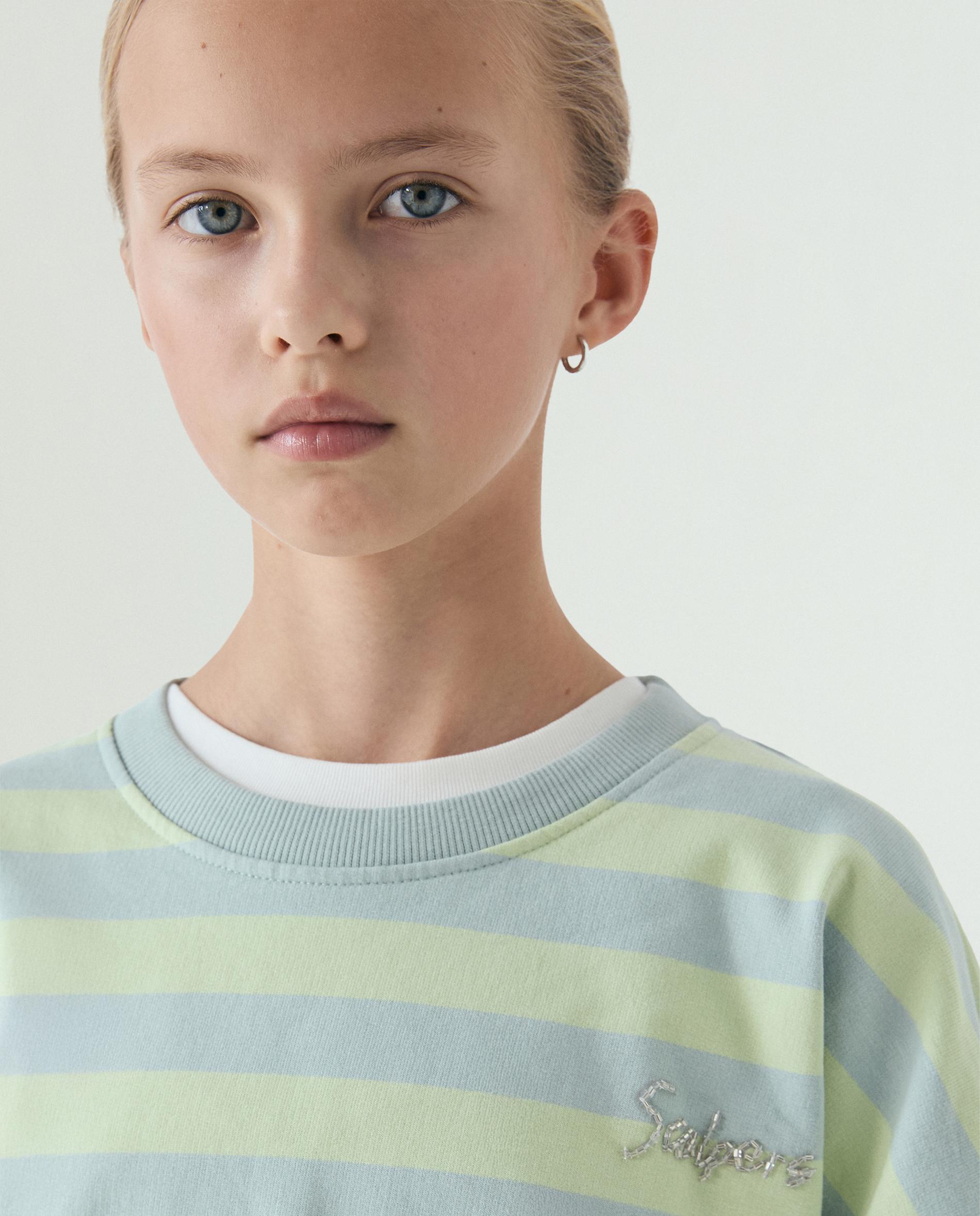 Sweat Infantil Às Riscas com Gola Redonda Scalpers Verde Água-4