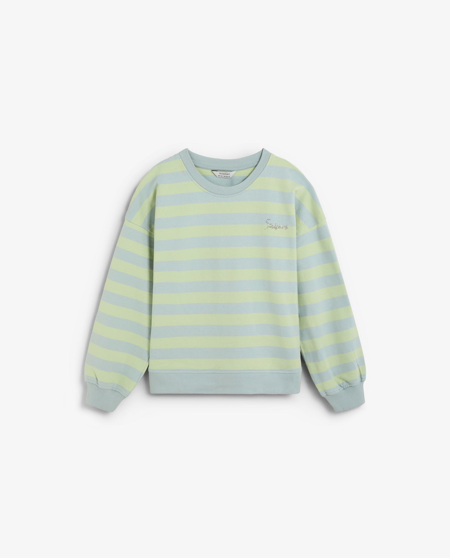 Sweat Infantil Às Riscas com Gola Redonda Scalpers Verde Água-5