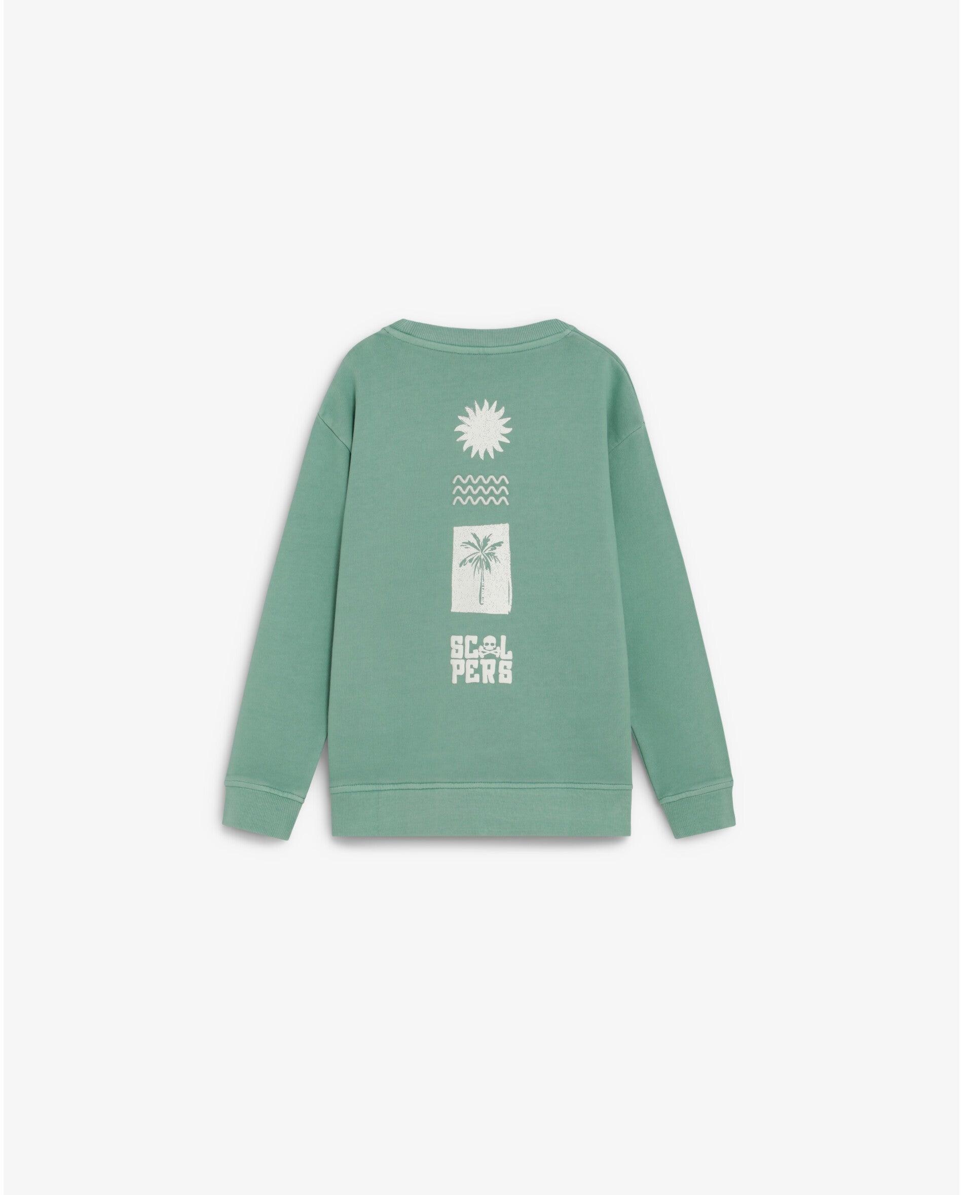 Sweatshirt sem Capuz Infantil de Algodão com Print Posterior Scalpers Verde-2