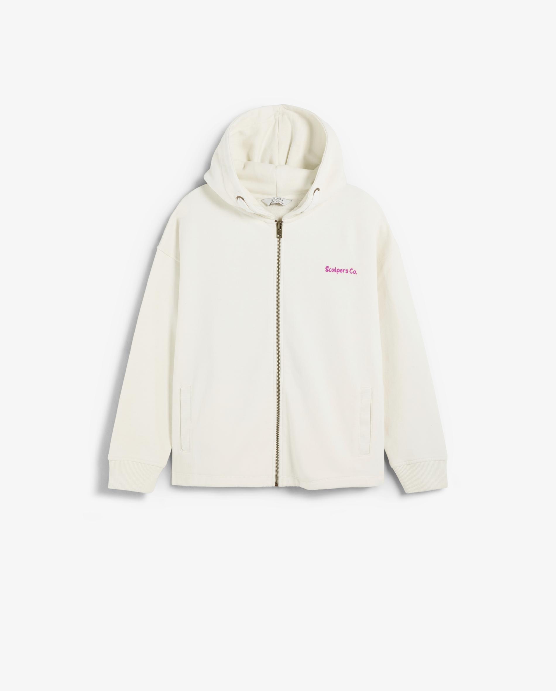 Sweatshirt com Capuz Infantil com Caveira Posterior e Fecho Zip Branco-5