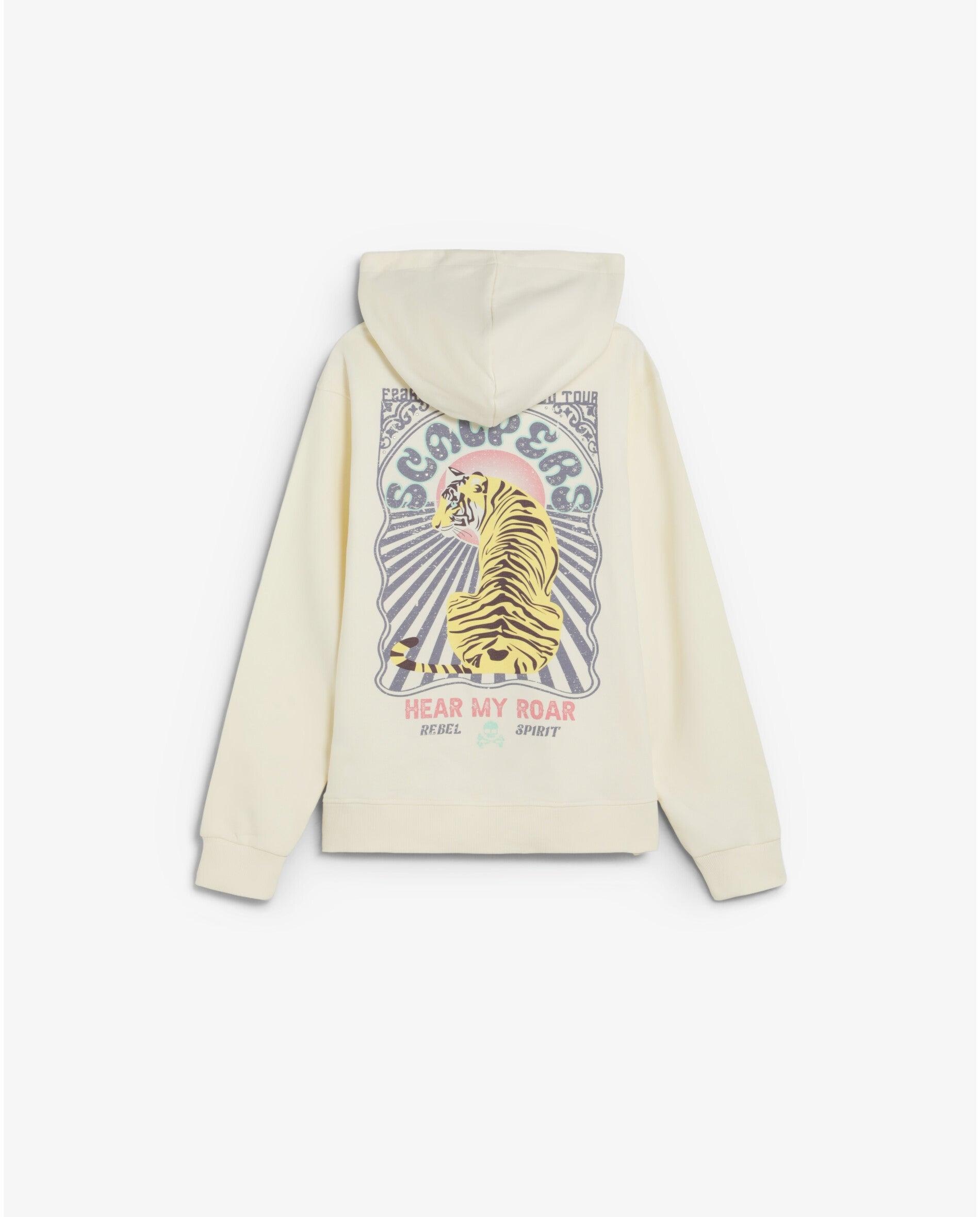 Sweatshirt Infantil com Capuz e Gráfico Posterior Scalpers Branco-2