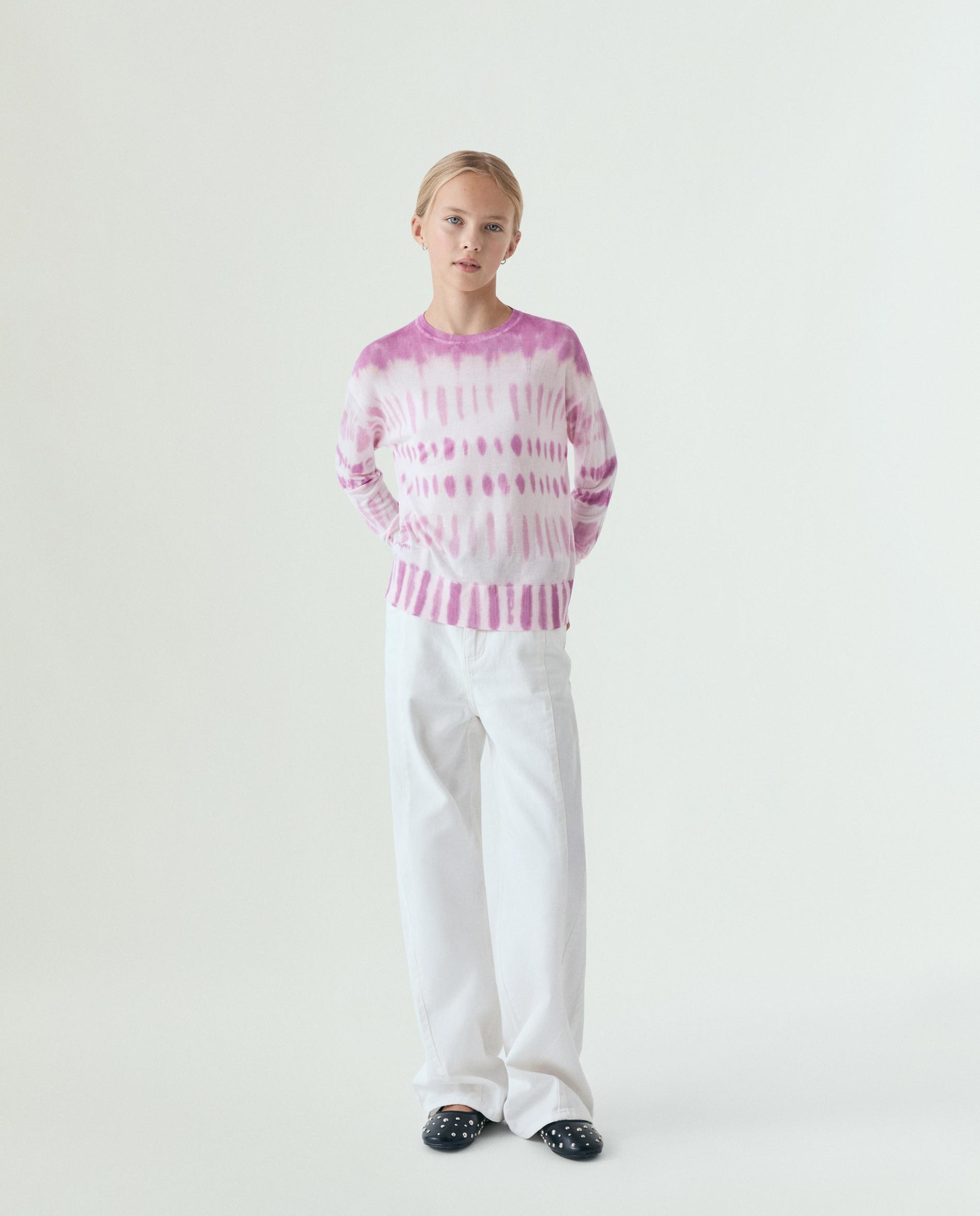 Camisola Infantil Tie-dye com Gola Redonda Scalpers Rosa-3
