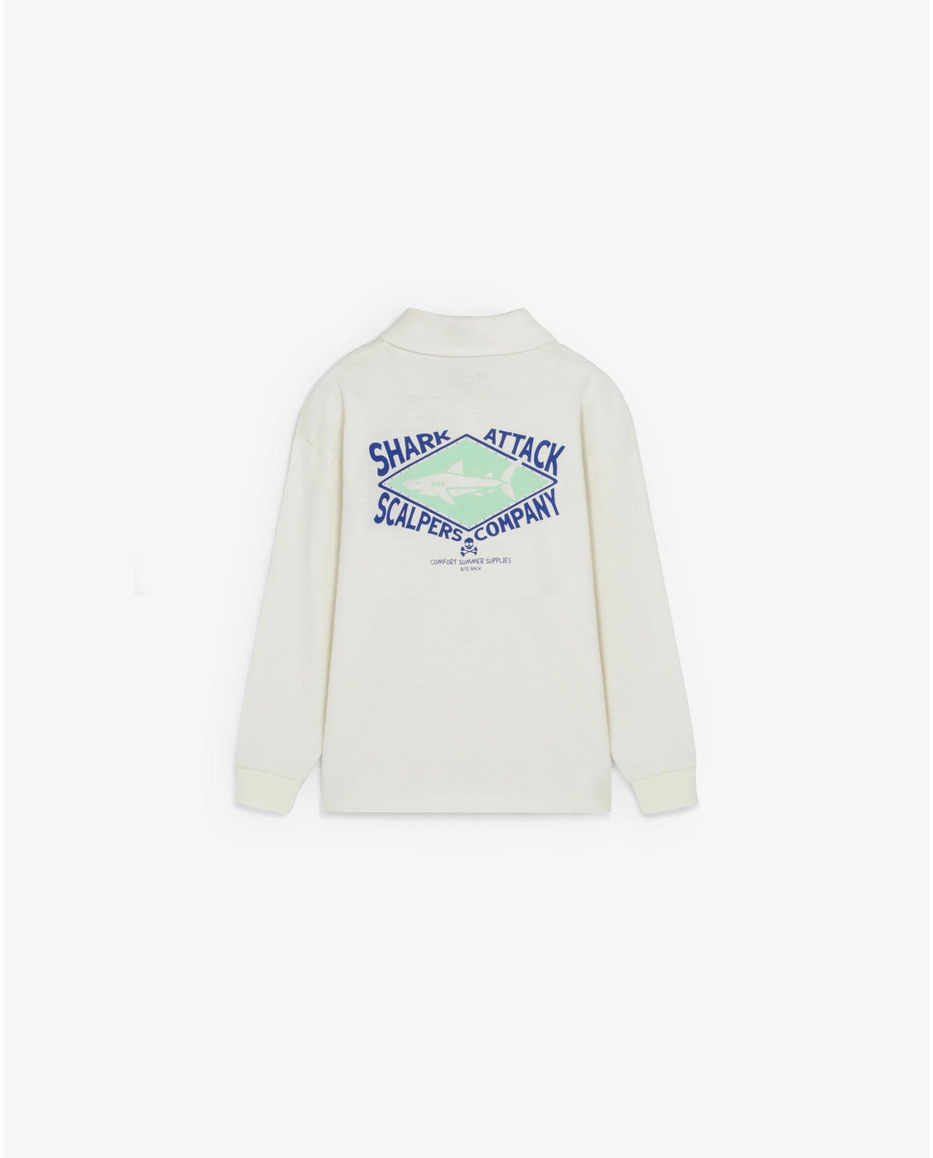 Polo Infantil de Manga Comprida com Print Posterior Branco-2