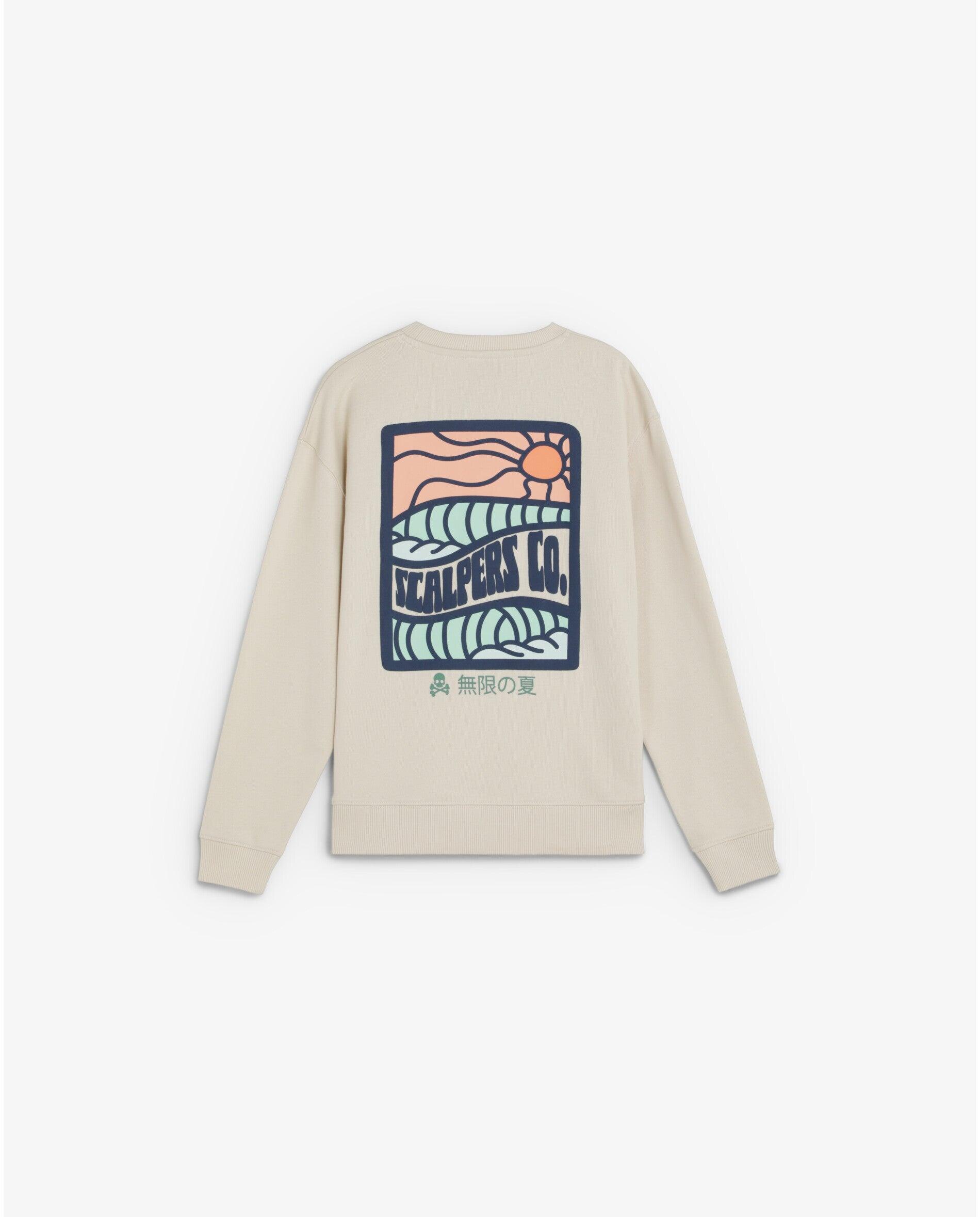 Sweatshirt sem Capuz Infantil com Print Posterior e Bolso Canguru Scalpers Branco-2