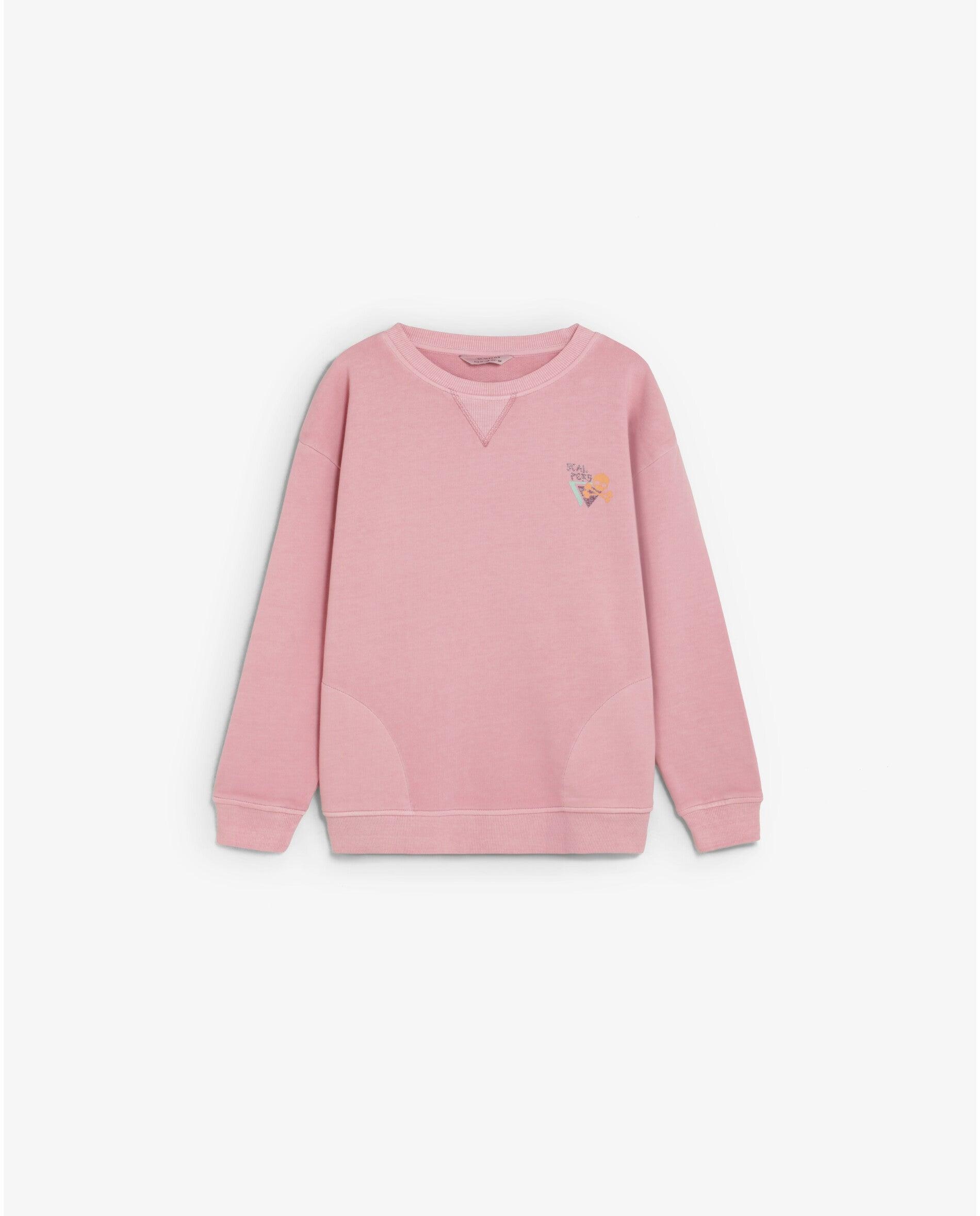 Sweatshirt sem Capuz Infantil de Algodão com Print Posterior Scalpers Rosa-1