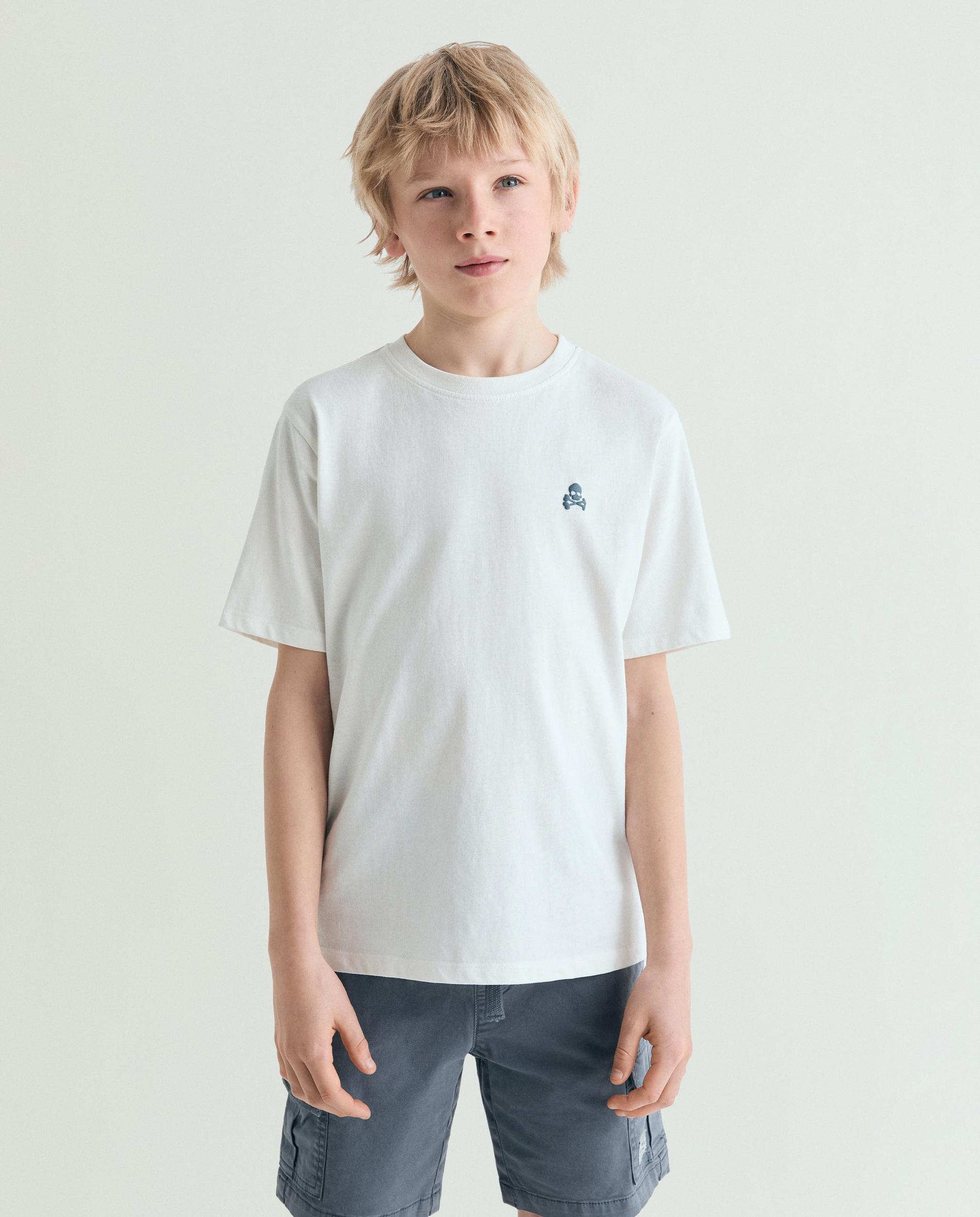 T-shirt Infantil de Manga Curta com Print Posterior Scalpers Branco-1