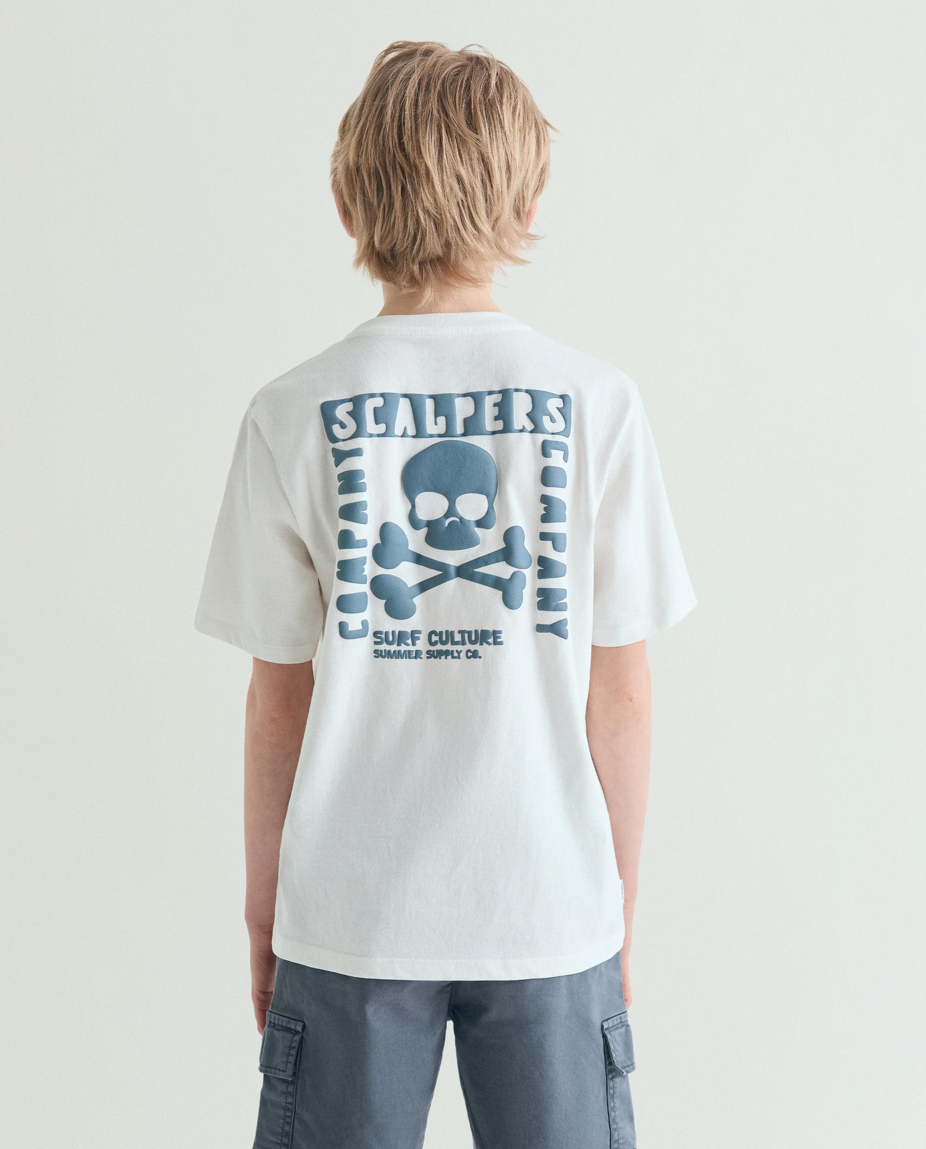 T-shirt Infantil de Manga Curta com Print Posterior Scalpers Branco-2
