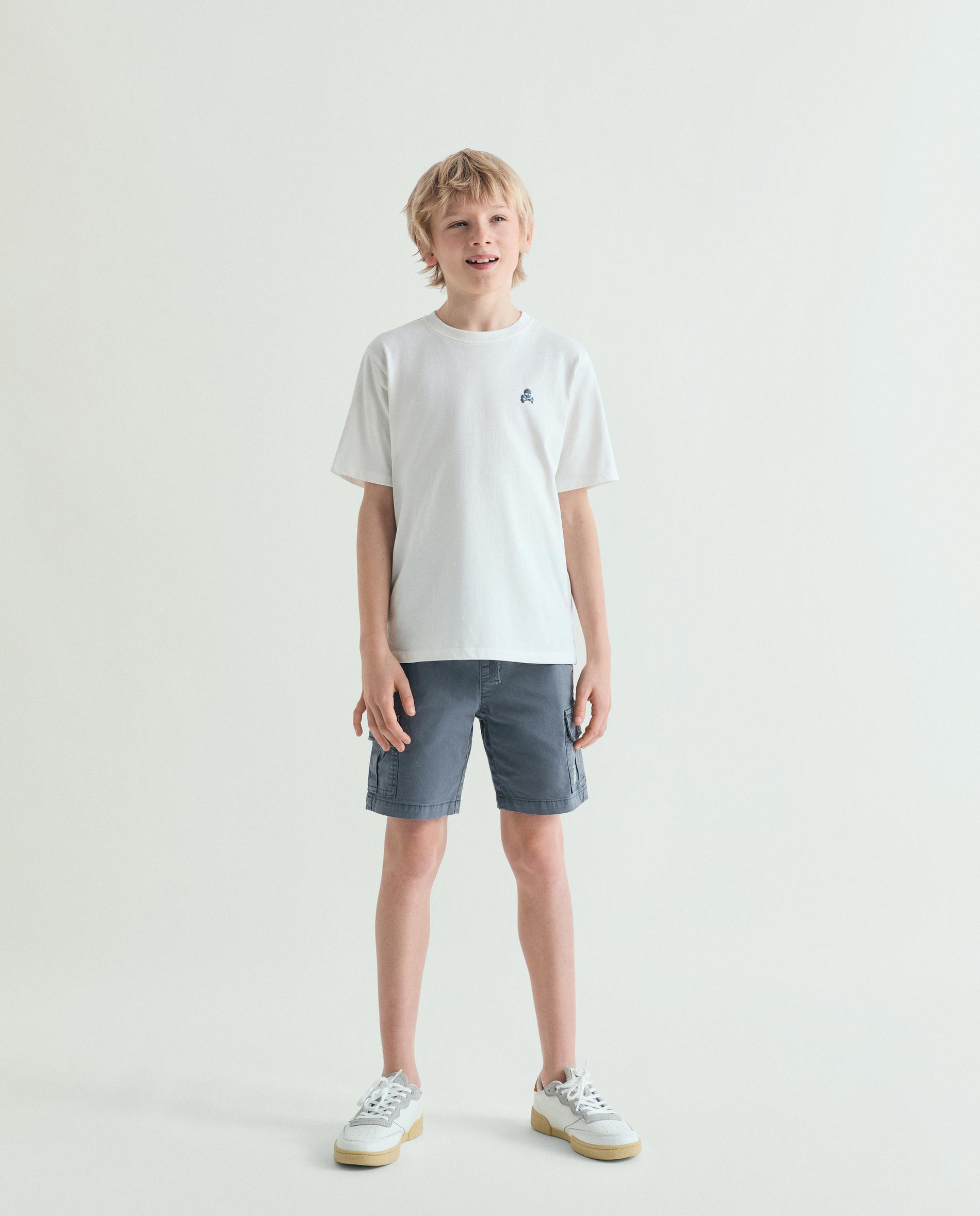 T-shirt Infantil de Manga Curta com Print Posterior Scalpers Branco-3