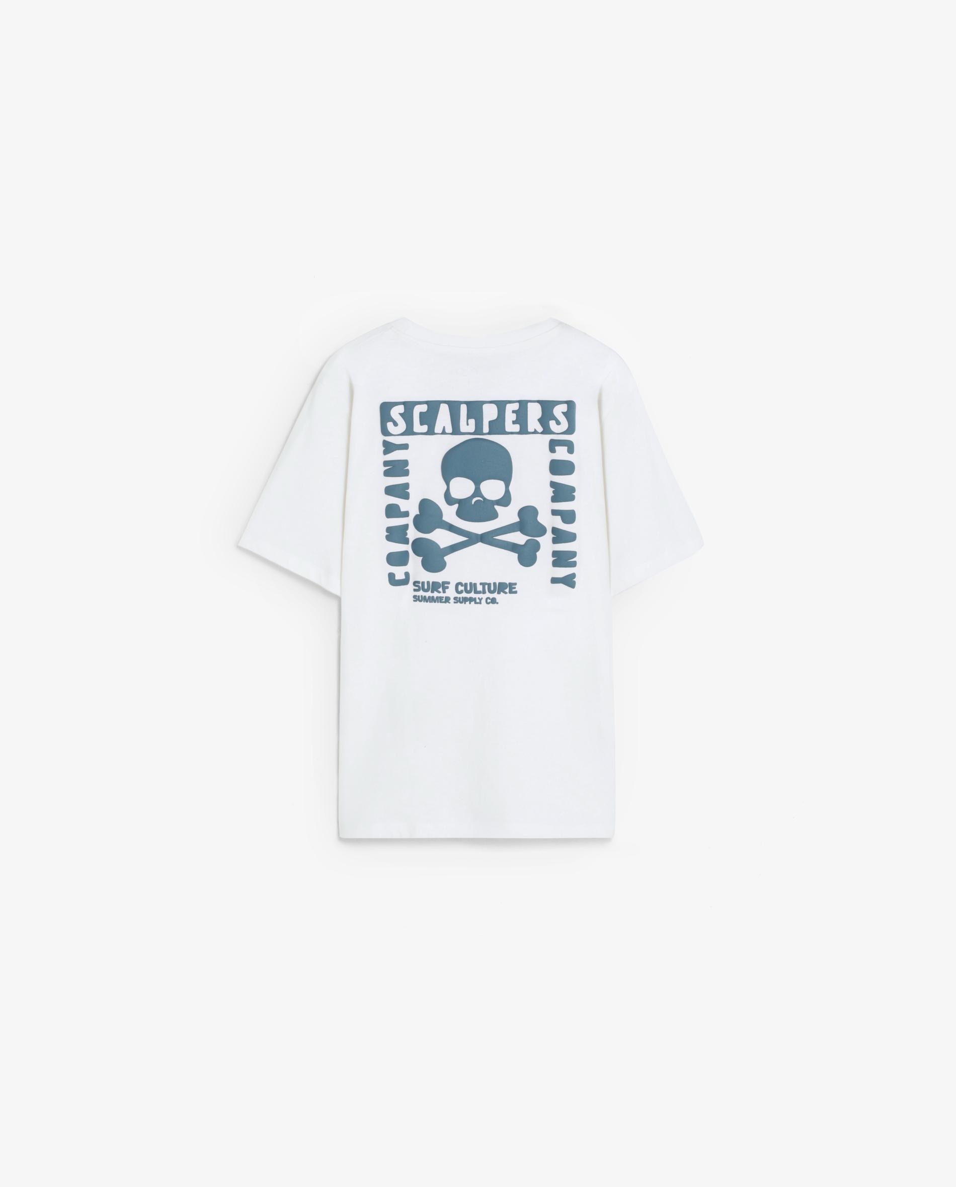 T-shirt Infantil de Manga Curta com Print Posterior Scalpers Branco-5