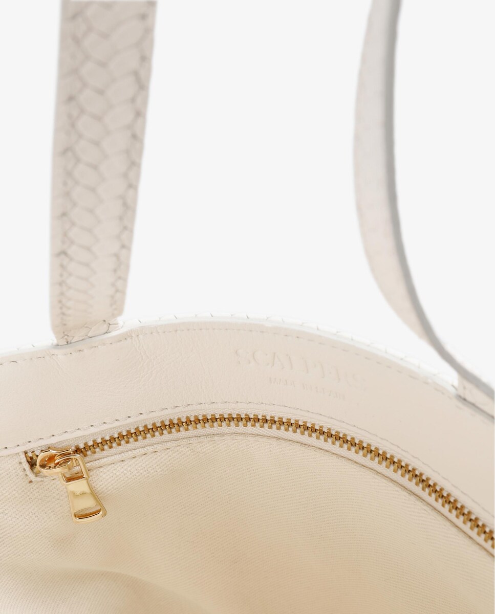 Mala de Ombro Tipo Shopper em Pele Branco-5