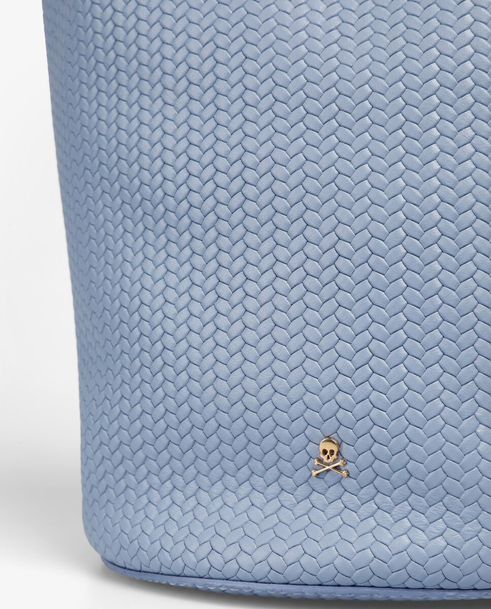 Mala a Tiracolo Tipo Saco em Pele Azul-4