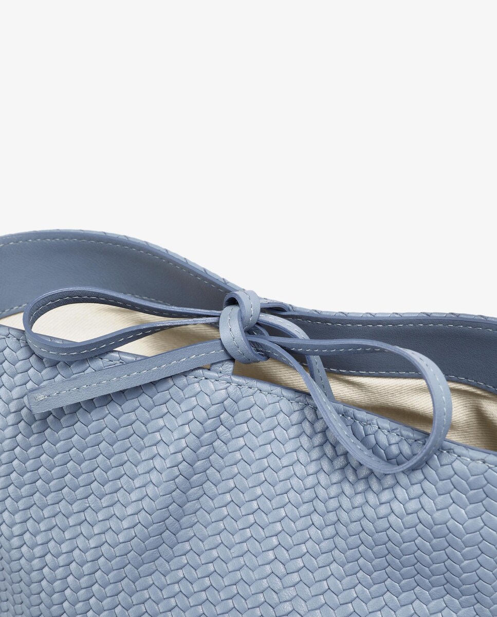 Mala a Tiracolo Tipo Saco em Pele Azul-5