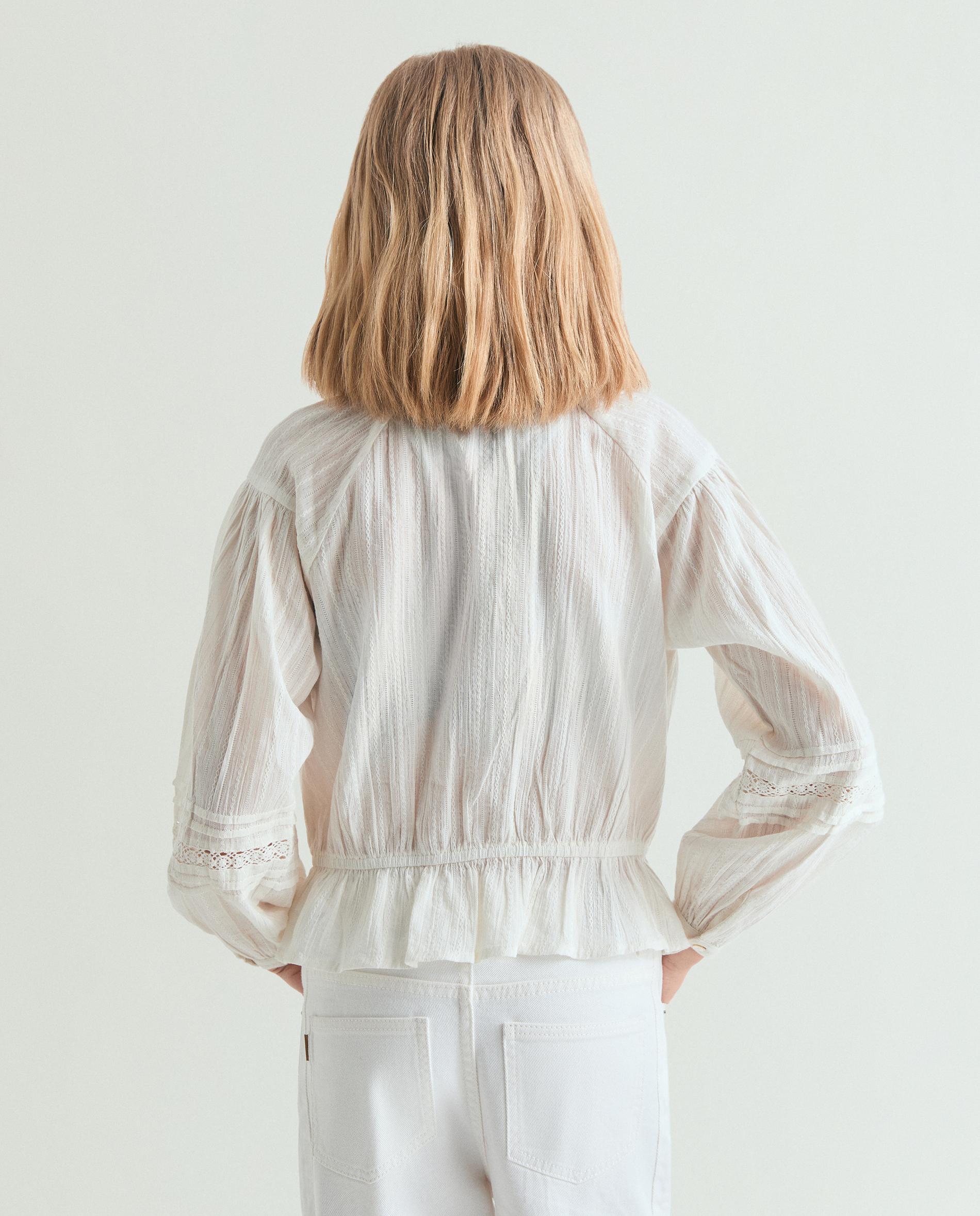 Blusa Infantil com Renda e Mangas Abalonadas Scalpers Branco-2