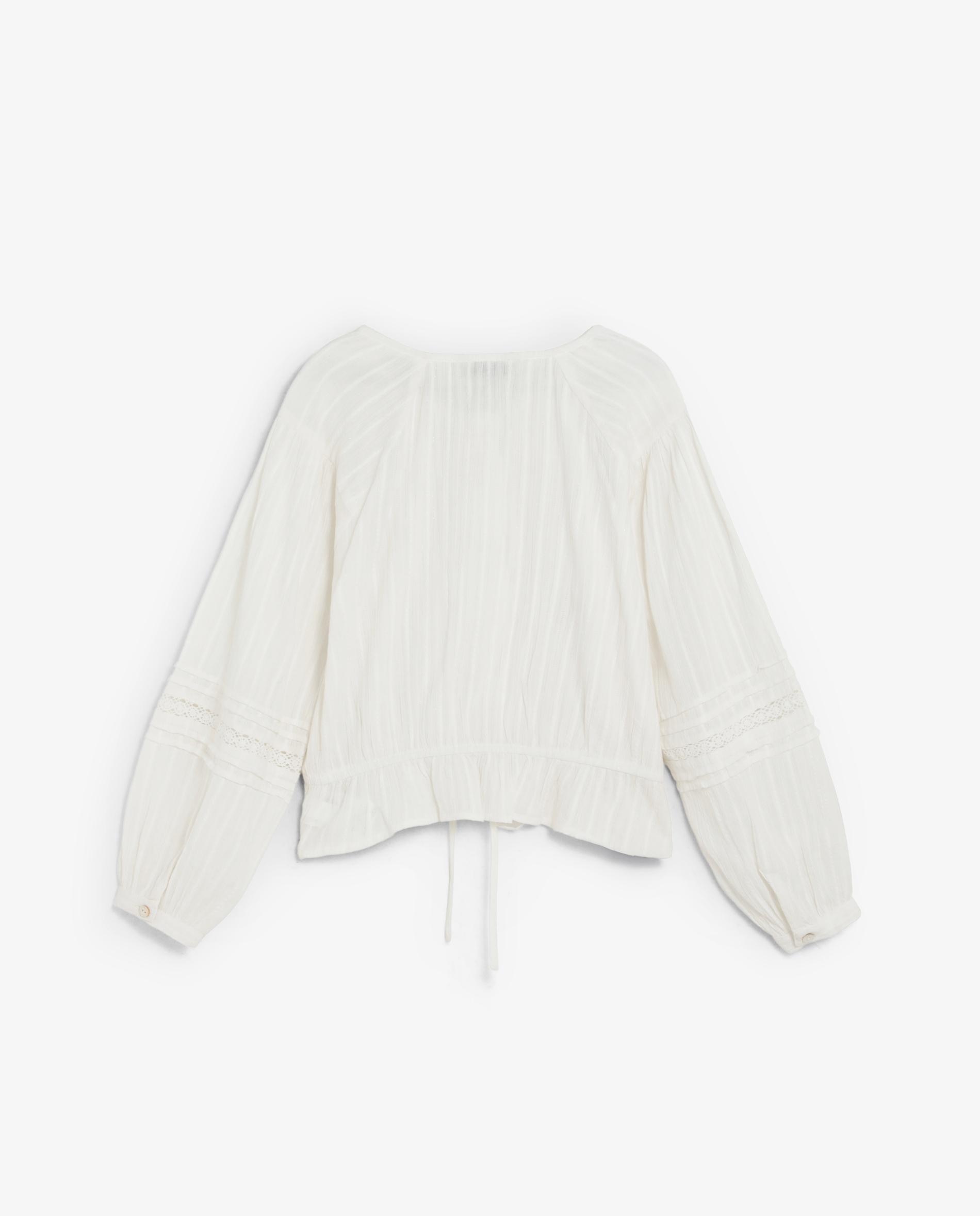 Blusa Infantil com Renda e Mangas Abalonadas Scalpers Branco-5