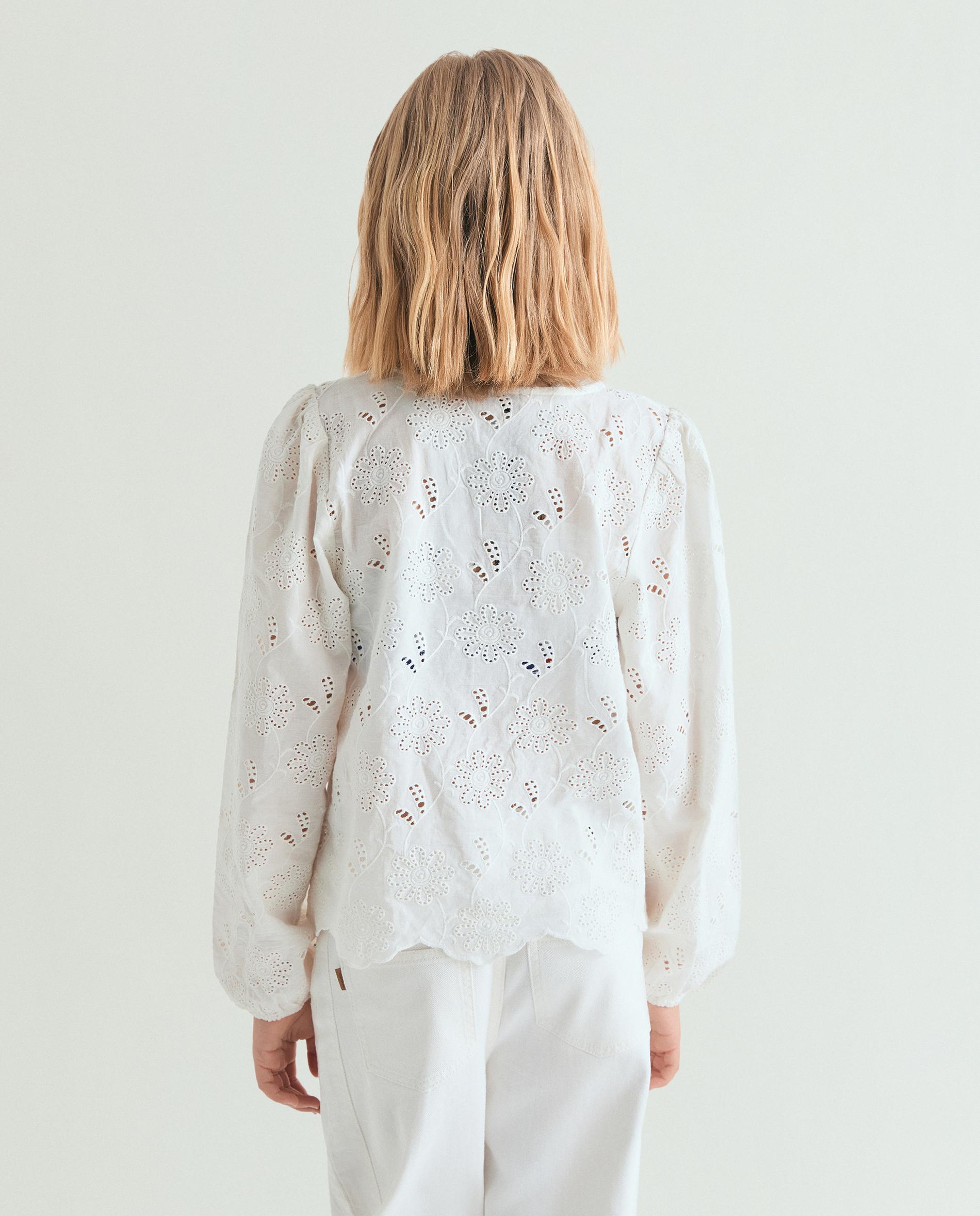 Blusa Infantil Bordada com Mangas Abalonadas Scalpers Branco-3