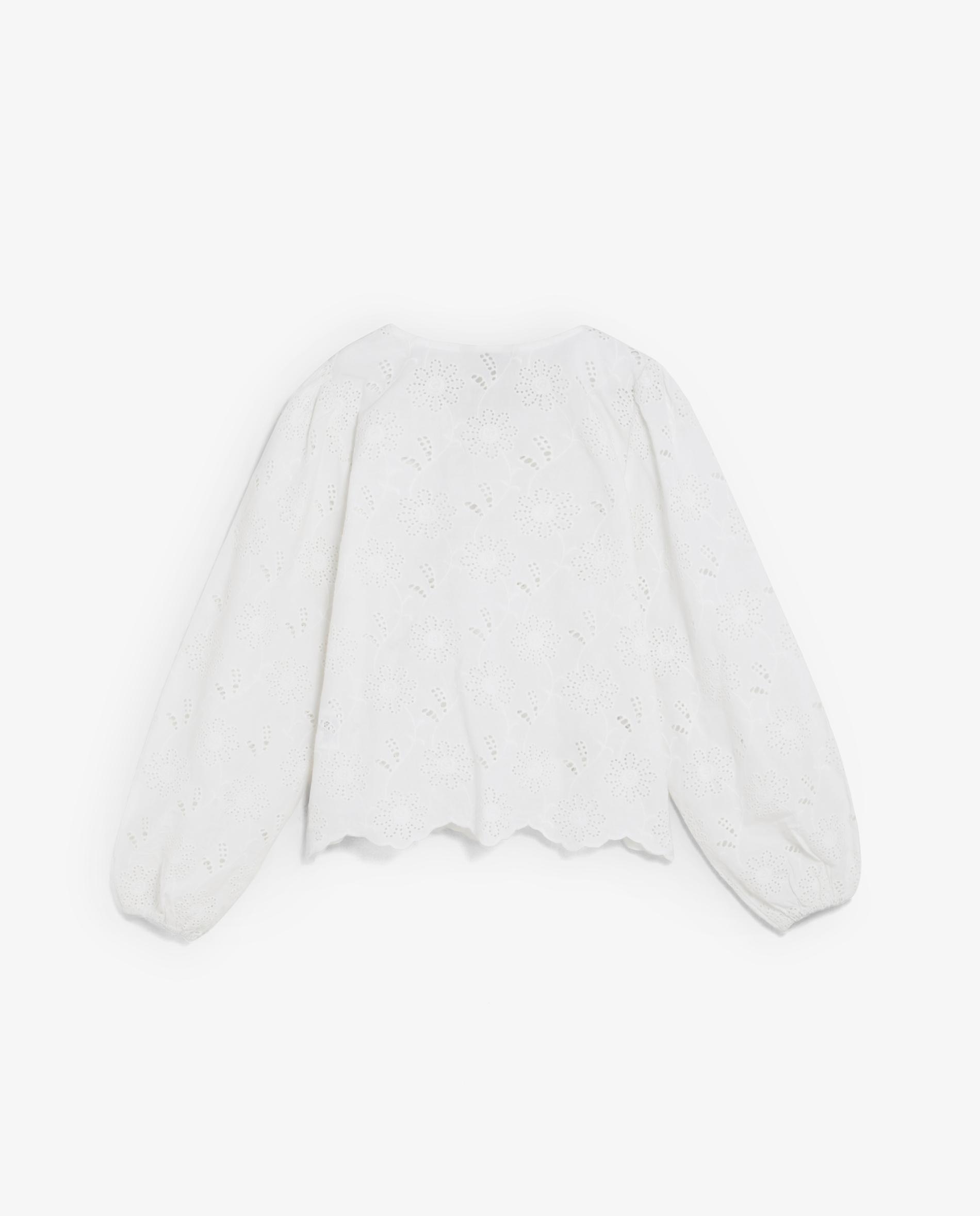 Blusa Infantil Bordada com Mangas Abalonadas Scalpers Branco-6
