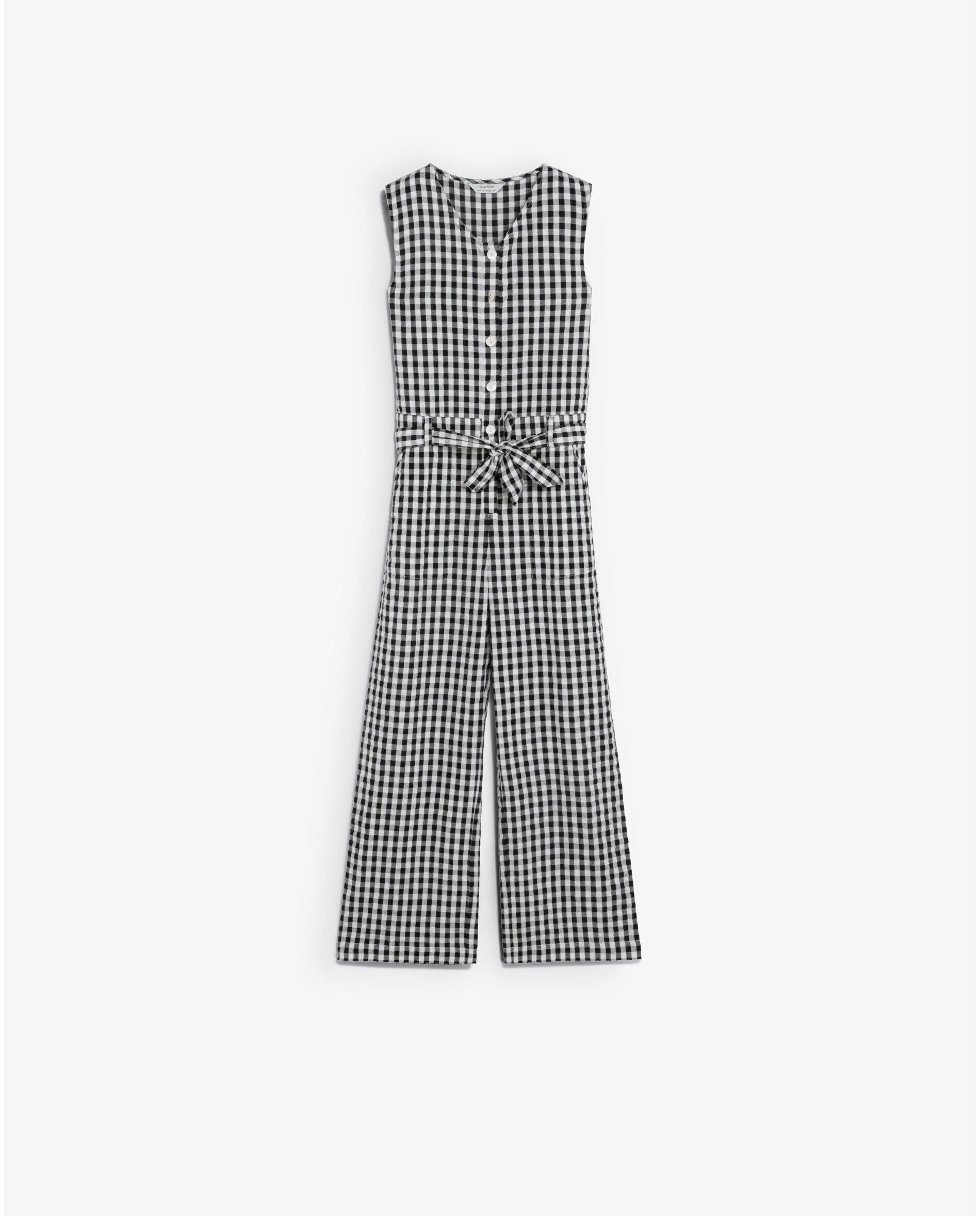 Macacão Infantil Aos Quadrados Vichy sem Mangas Scalpers Preto-5