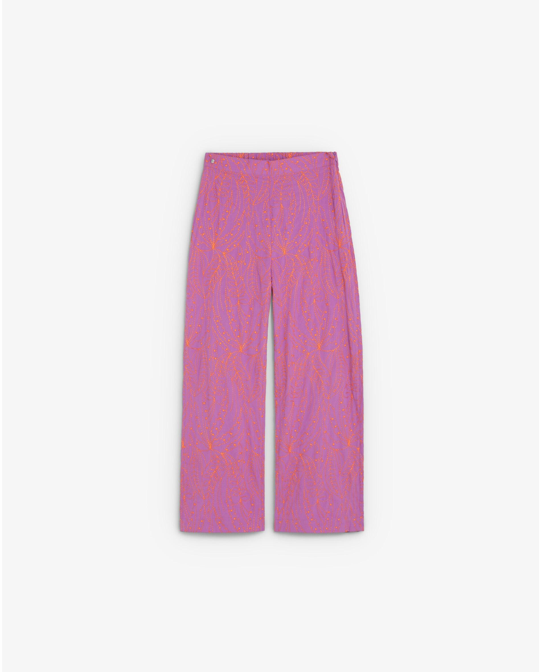 Imagem 0 de Calças Fluídas com Bordado Floral