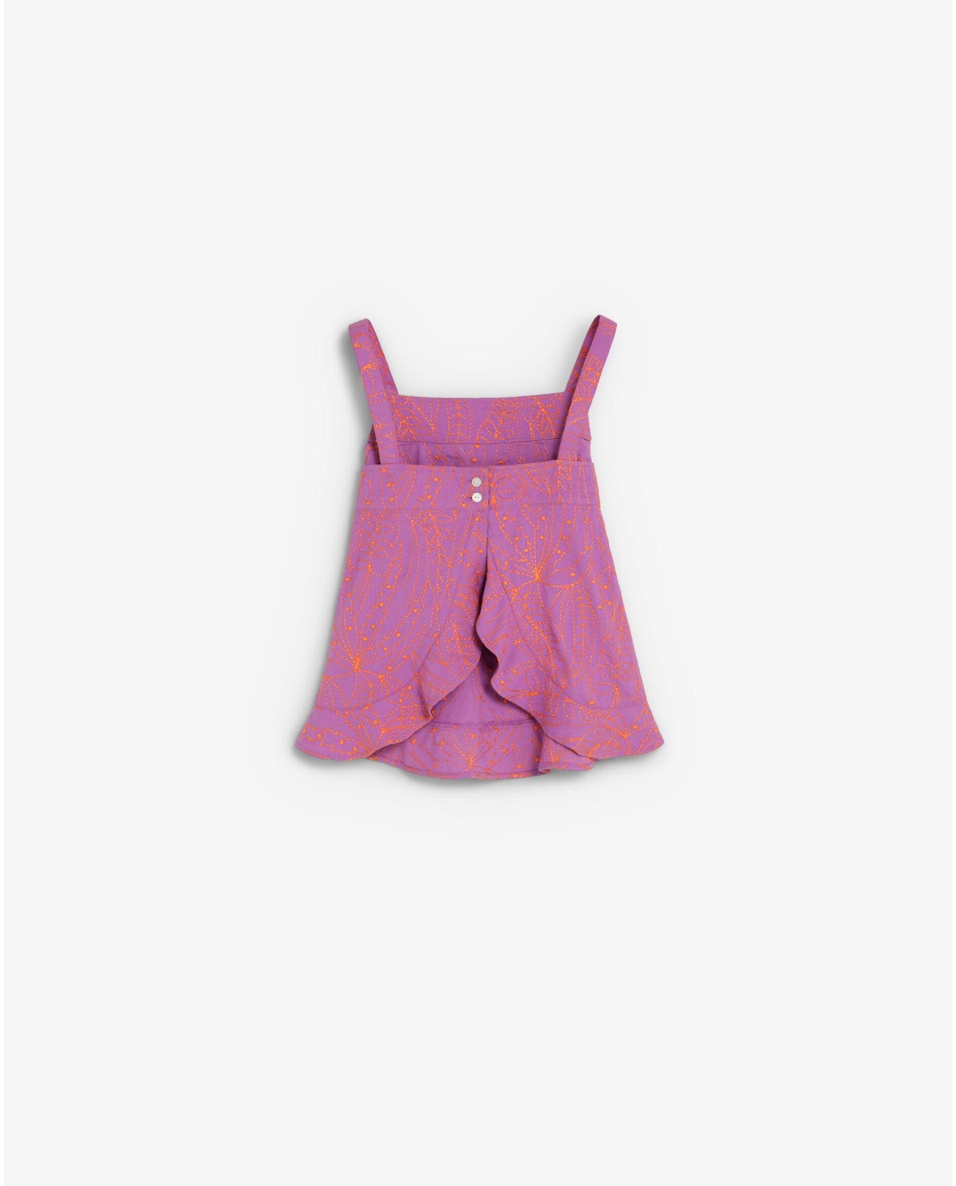 Top Infantil de Alças com Bordado Floral Lilás-2