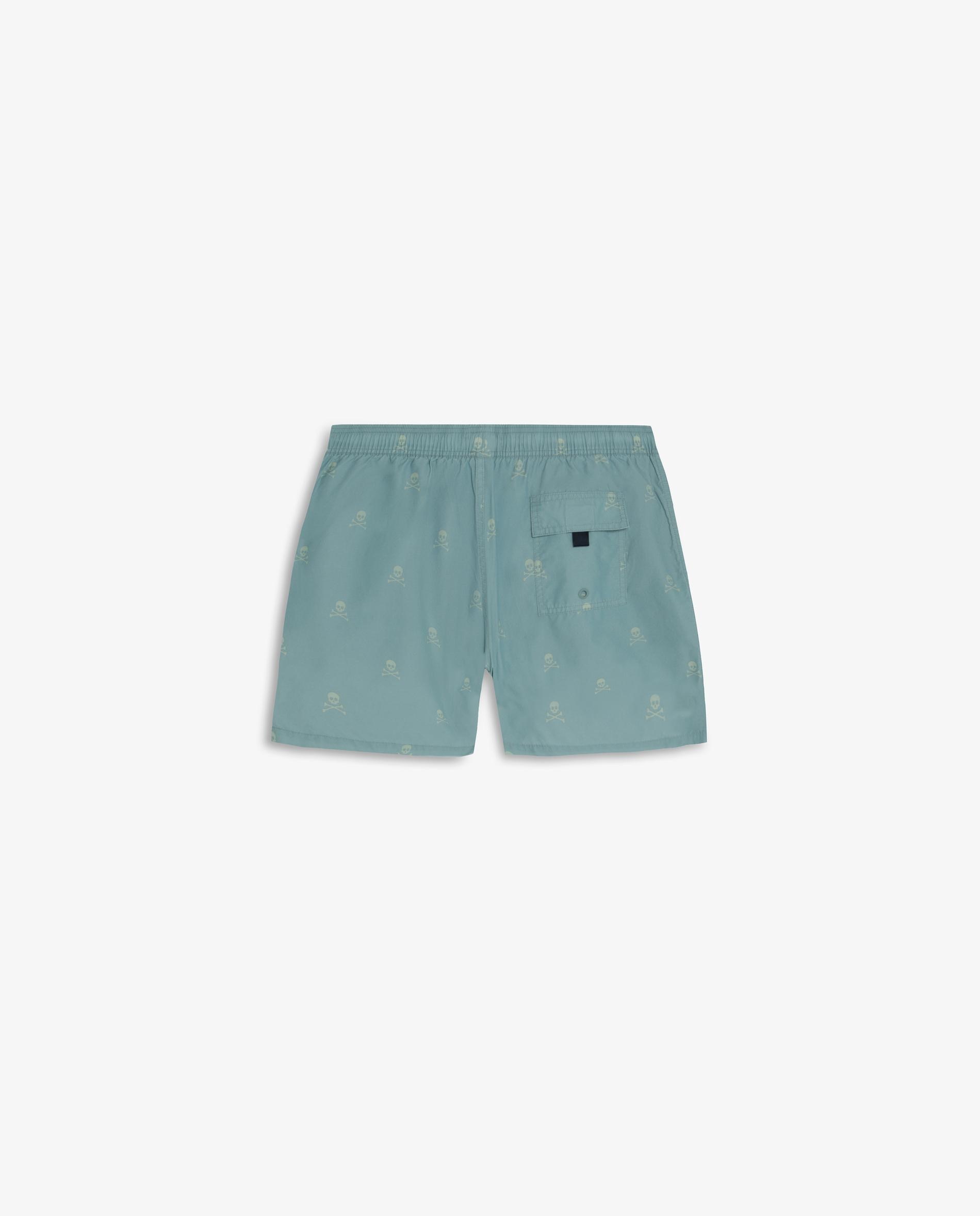 Fato de Banho Bermuda Estampado com Bolso Posterior Azul-claro-6