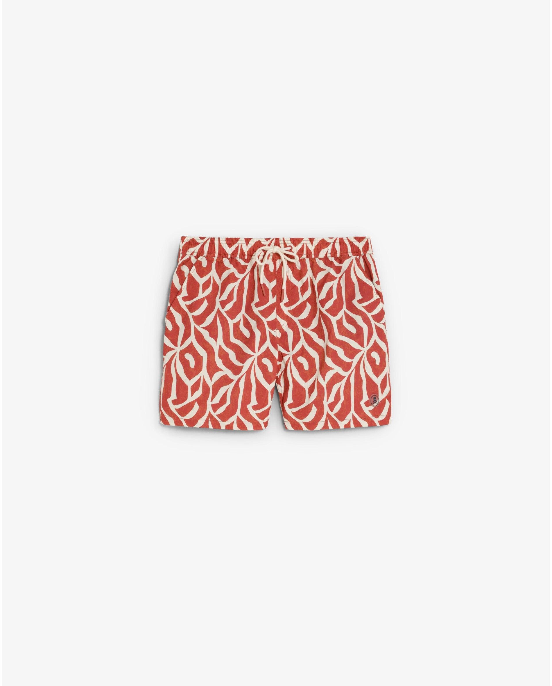 Fato de Banho Bermuda Estampado com Bolso Posterior Terracota-5