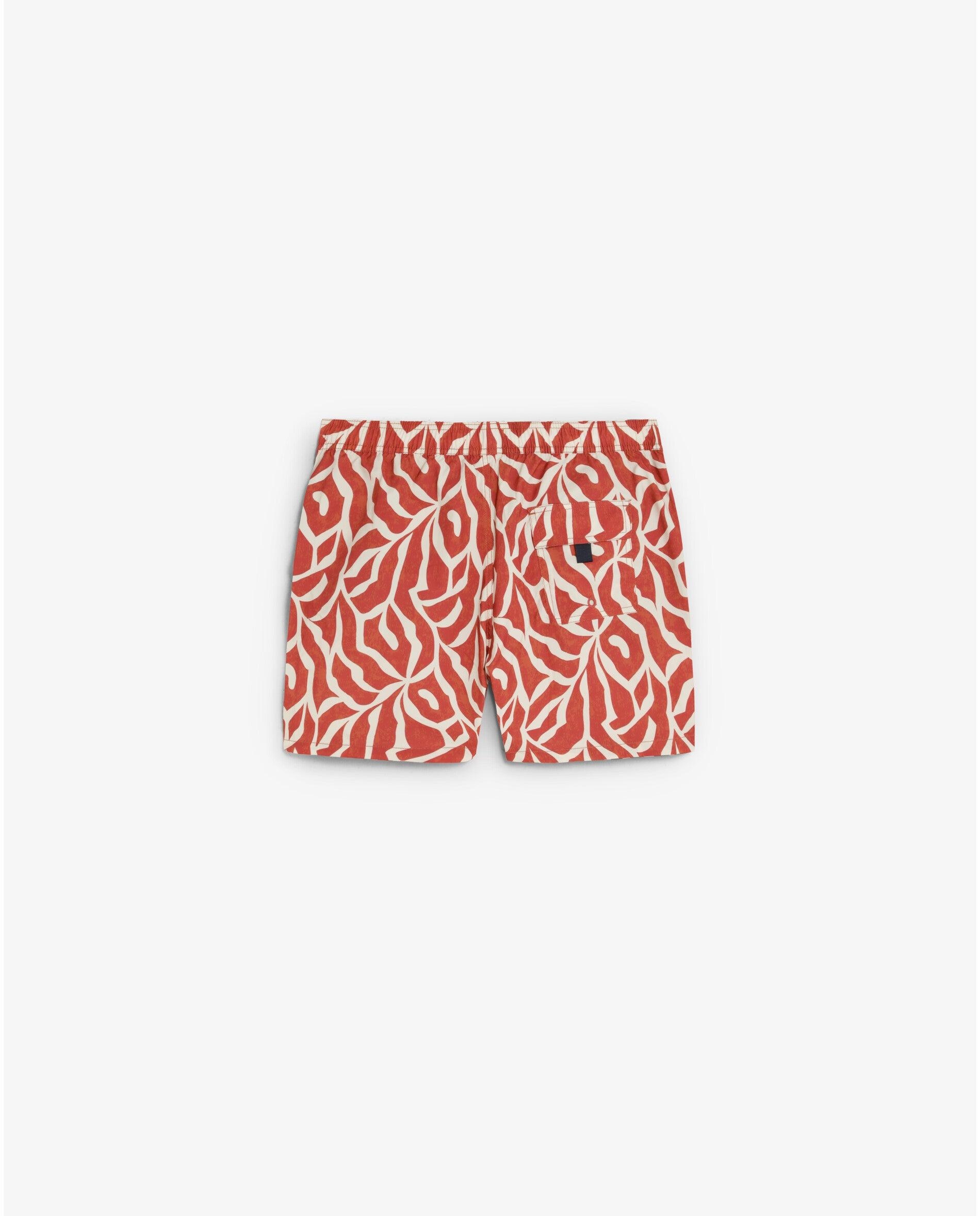 Fato de Banho Bermuda Estampado com Bolso Posterior Terracota-6